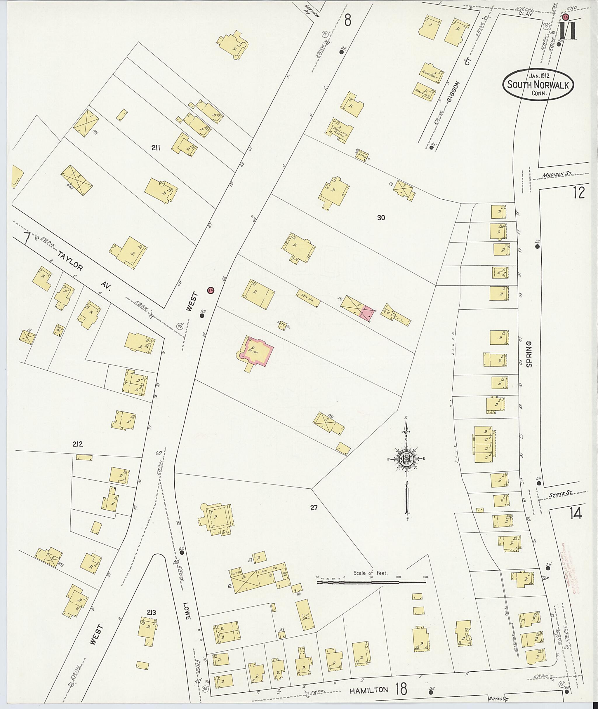 This old map of South Norwalk, Fairfield County, Connecticut was created by Sanborn Map Company in 1912