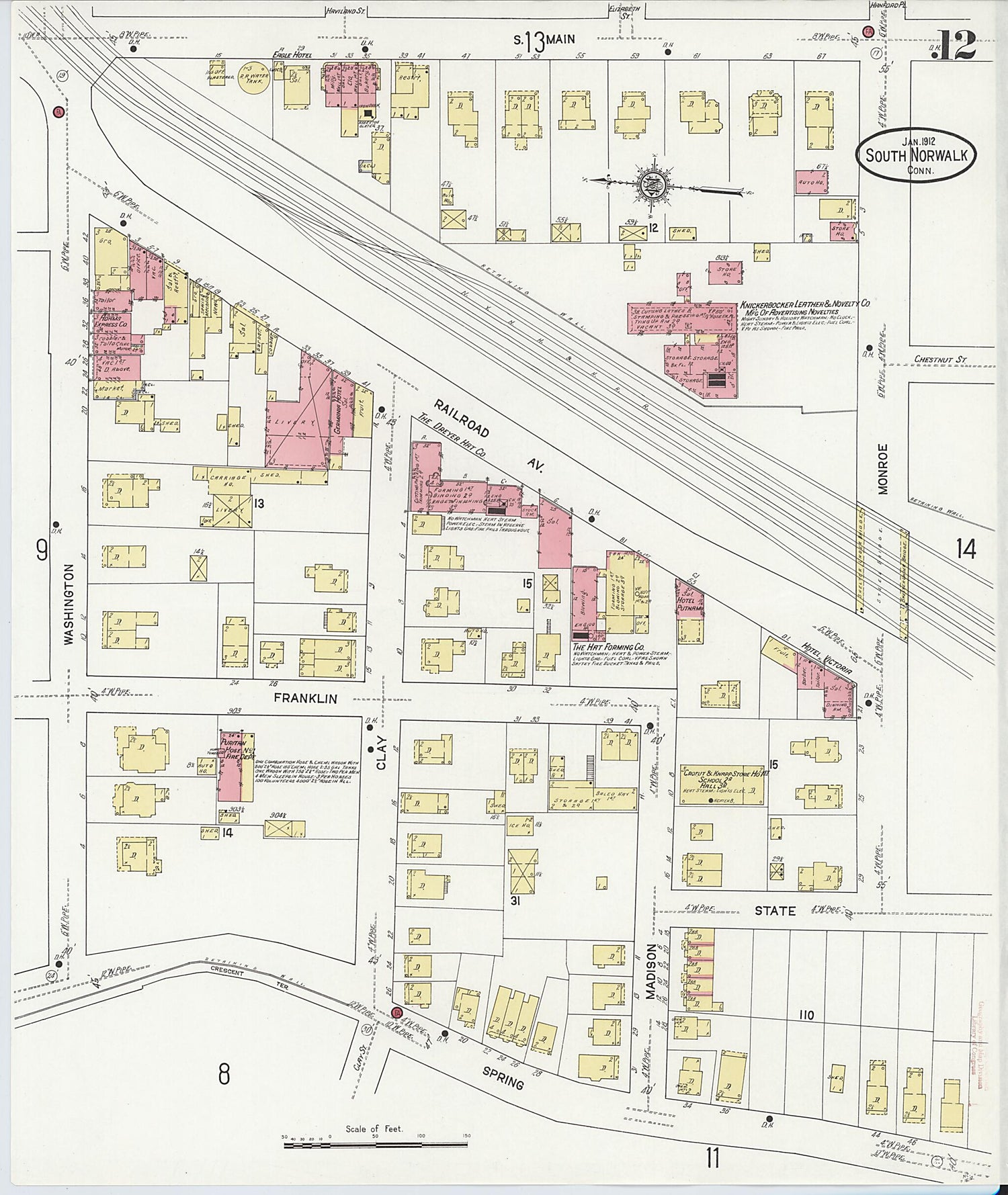 This old map of South Norwalk, Fairfield County, Connecticut was created by Sanborn Map Company in 1912