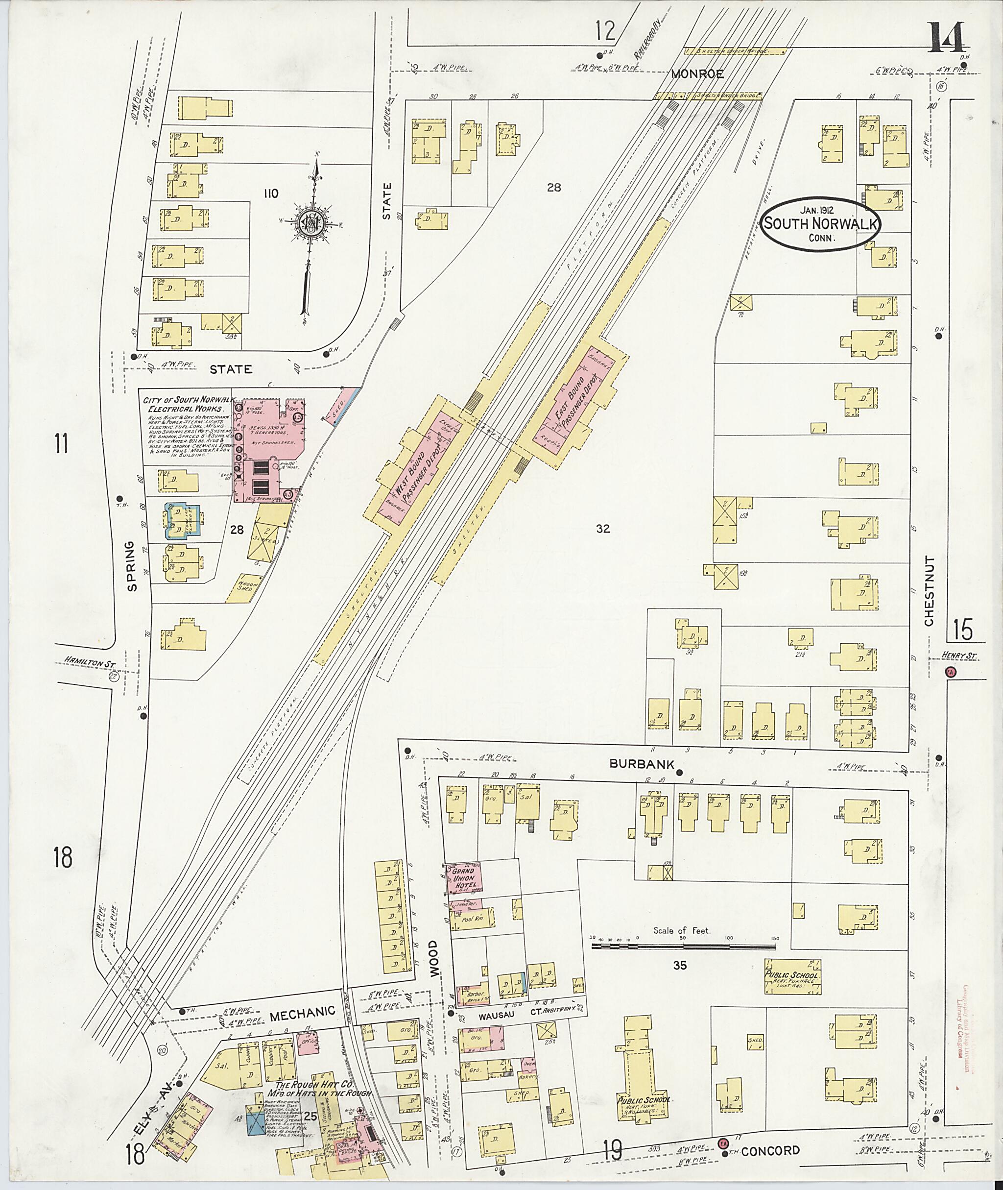 This old map of South Norwalk, Fairfield County, Connecticut was created by Sanborn Map Company in 1912