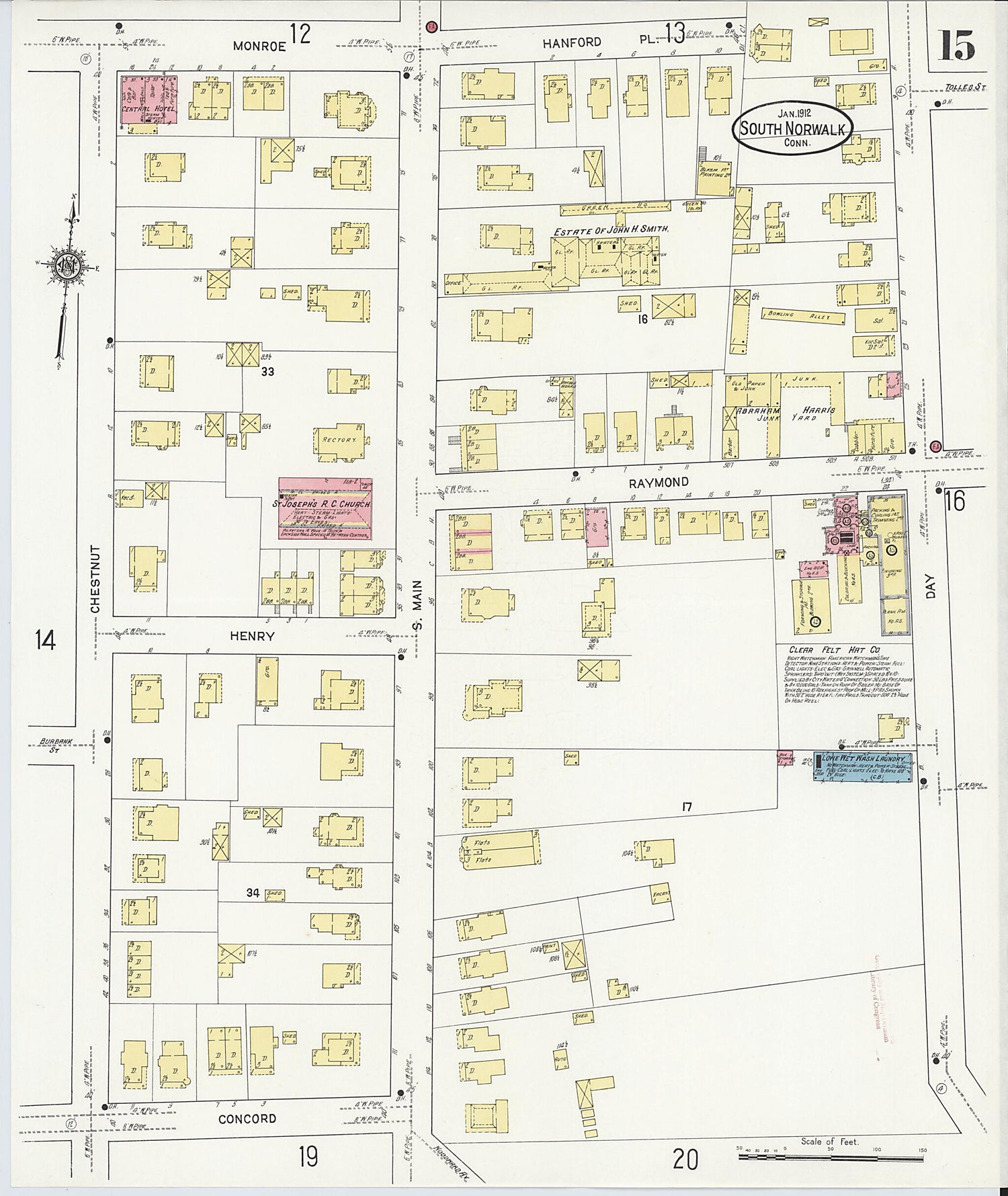 This old map of South Norwalk, Fairfield County, Connecticut was created by Sanborn Map Company in 1912