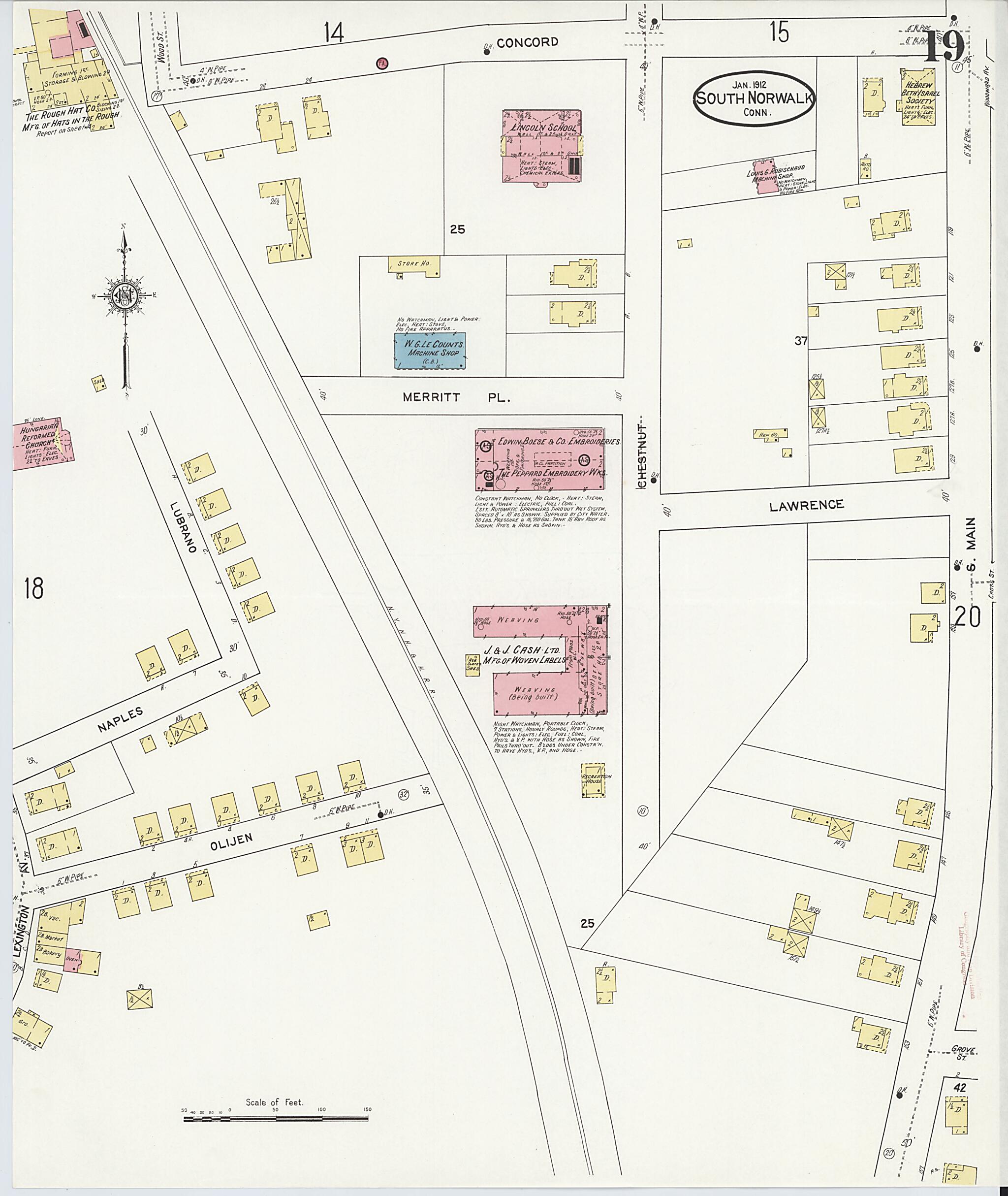This old map of South Norwalk, Fairfield County, Connecticut was created by Sanborn Map Company in 1912