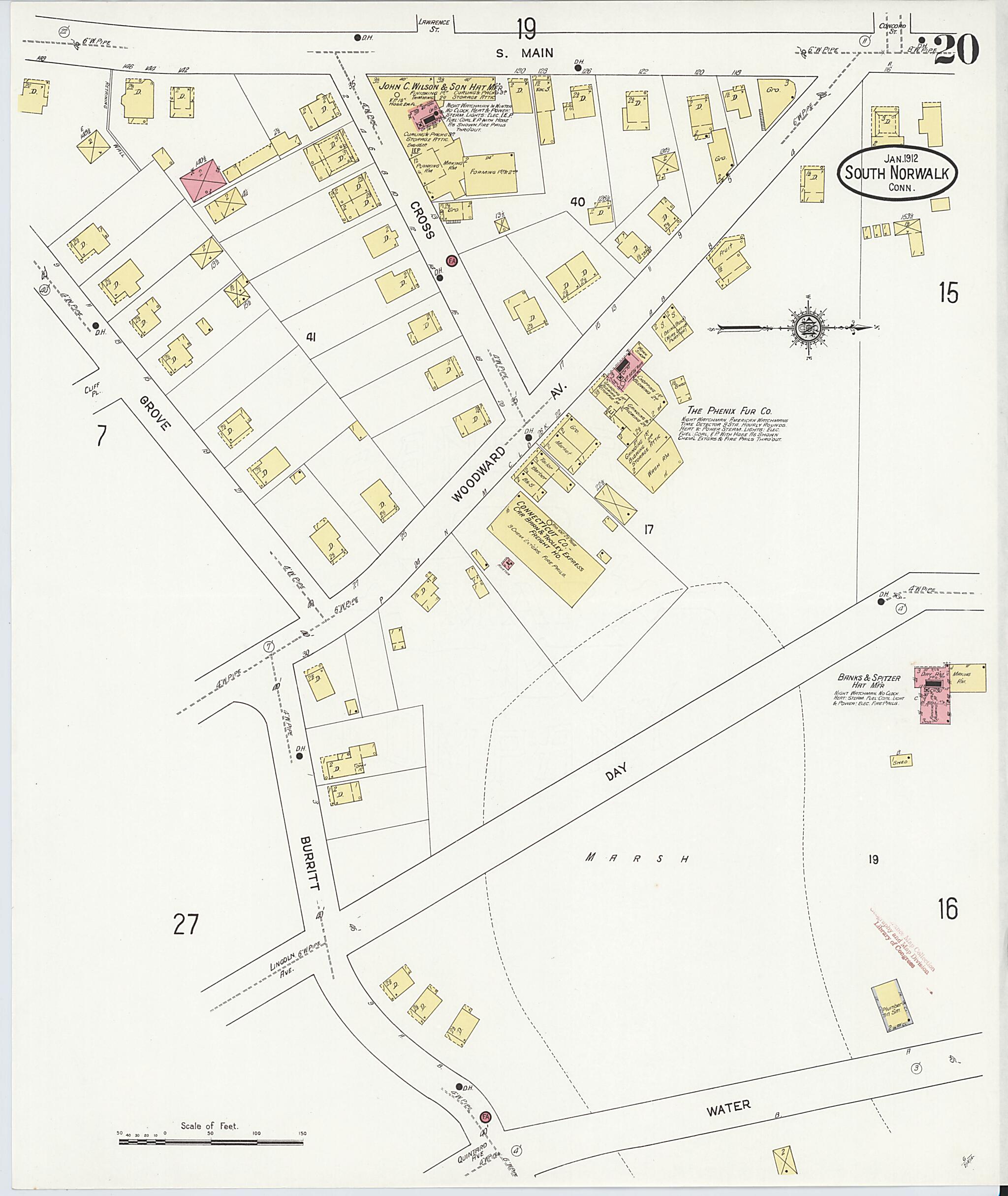 This old map of South Norwalk, Fairfield County, Connecticut was created by Sanborn Map Company in 1912