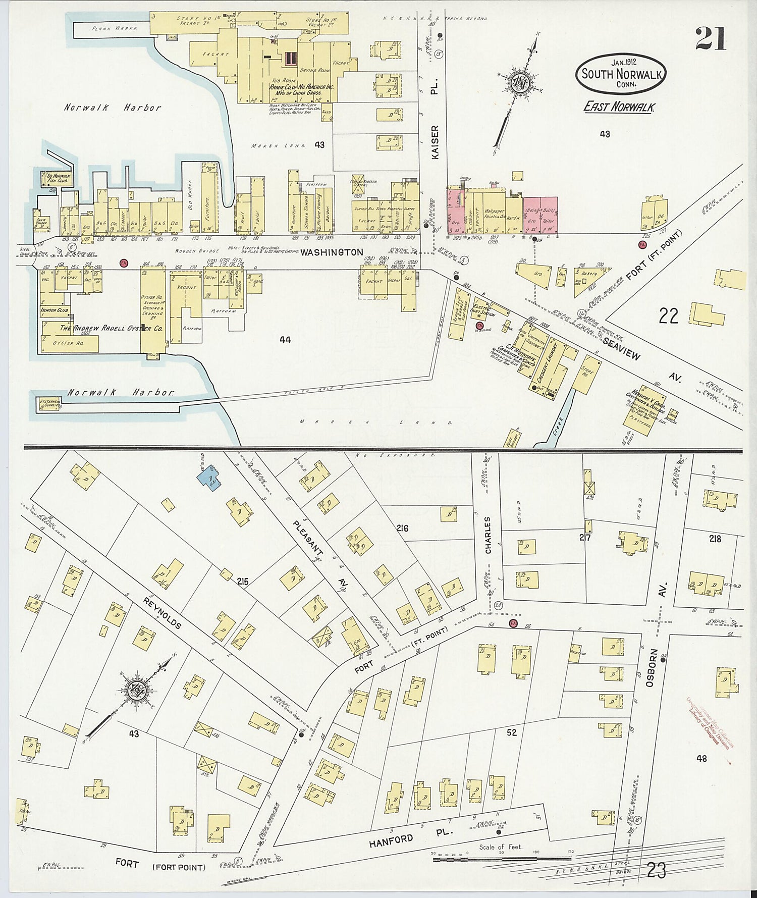 This old map of South Norwalk, Fairfield County, Connecticut was created by Sanborn Map Company in 1912