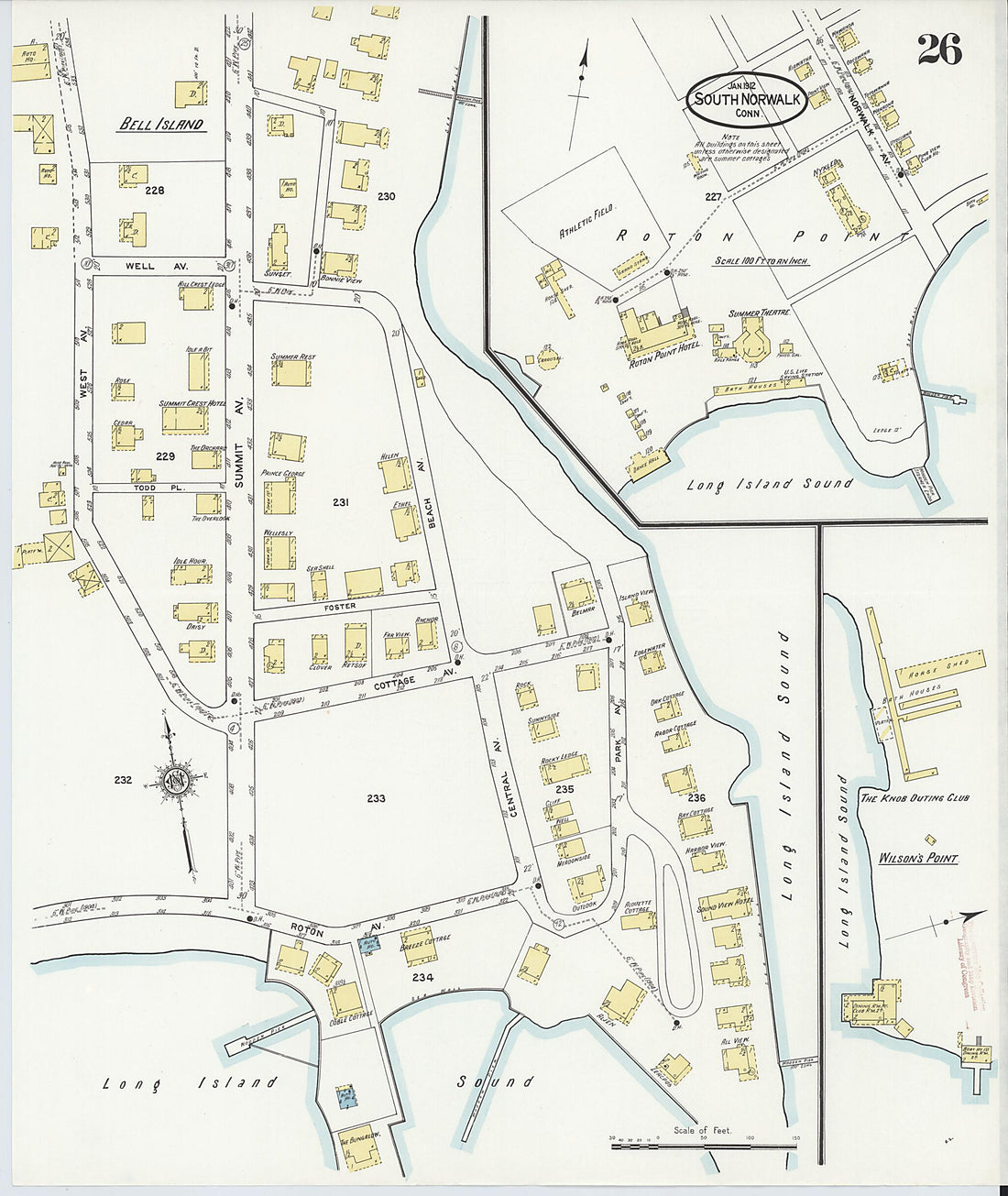 This old map of South Norwalk, Fairfield County, Connecticut was created by Sanborn Map Company in 1912