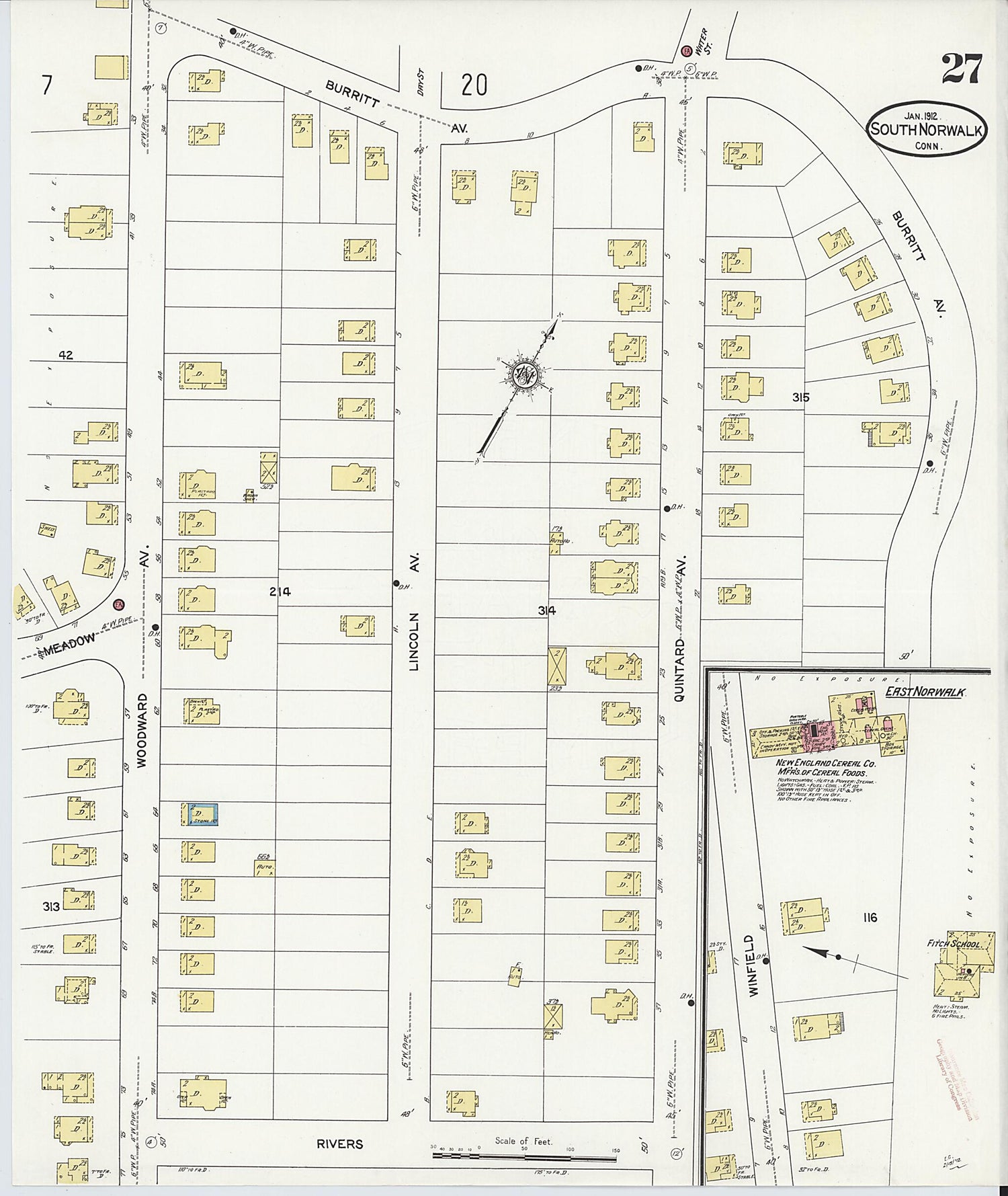 This old map of South Norwalk, Fairfield County, Connecticut was created by Sanborn Map Company in 1912