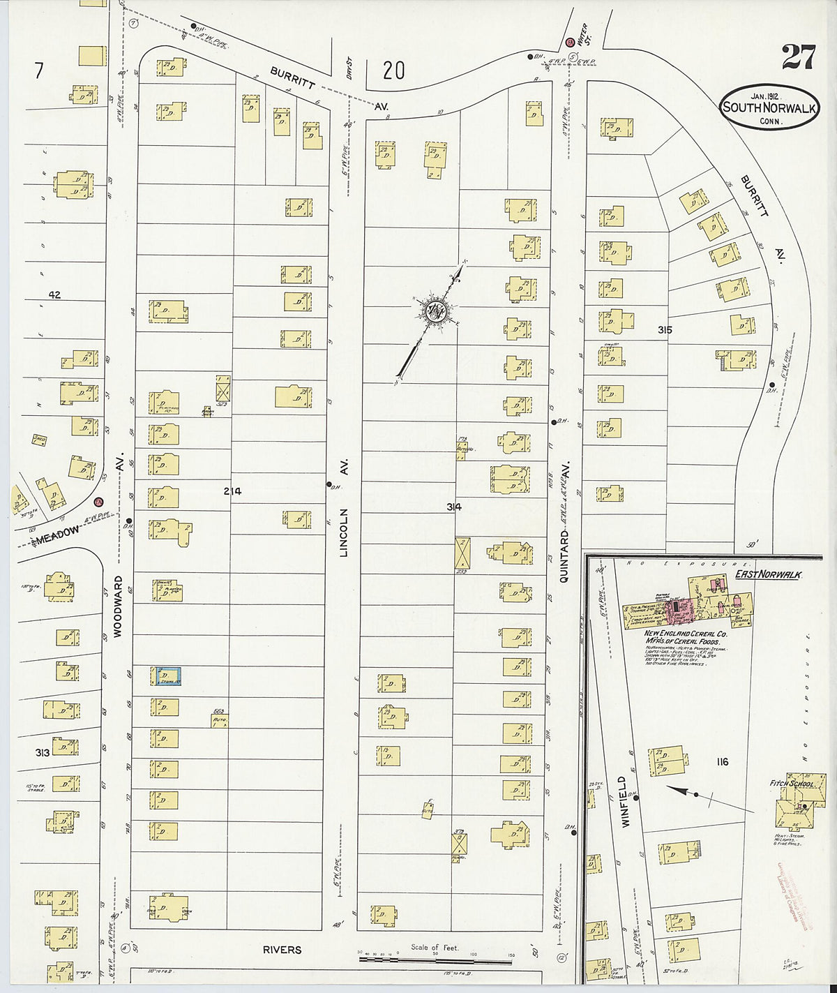 South Norwalk, Fairfield County, Connecticut 1912 (Sheet 27) by Relic Map Company