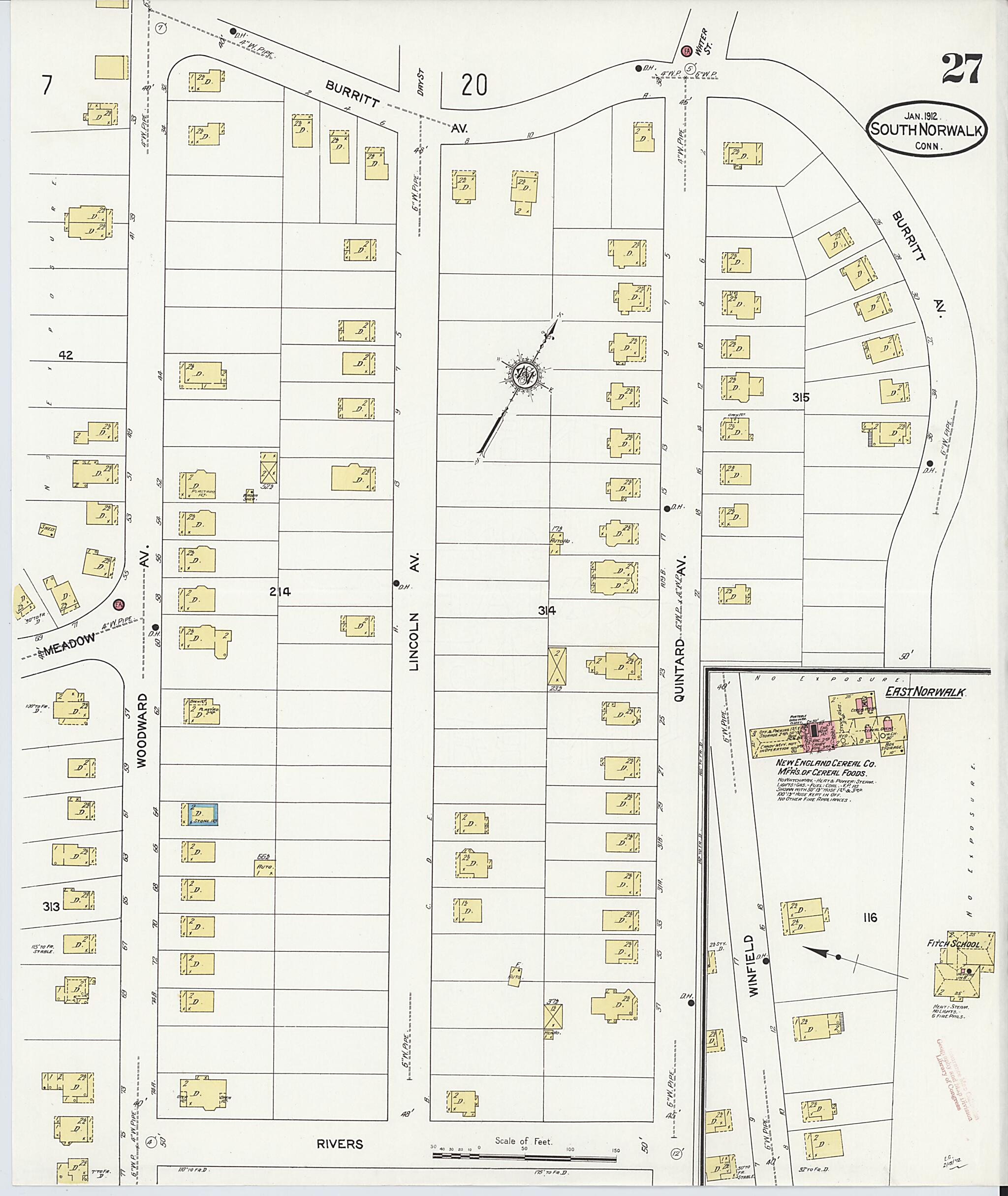 This old map of South Norwalk, Fairfield County, Connecticut was created by Sanborn Map Company in 1912