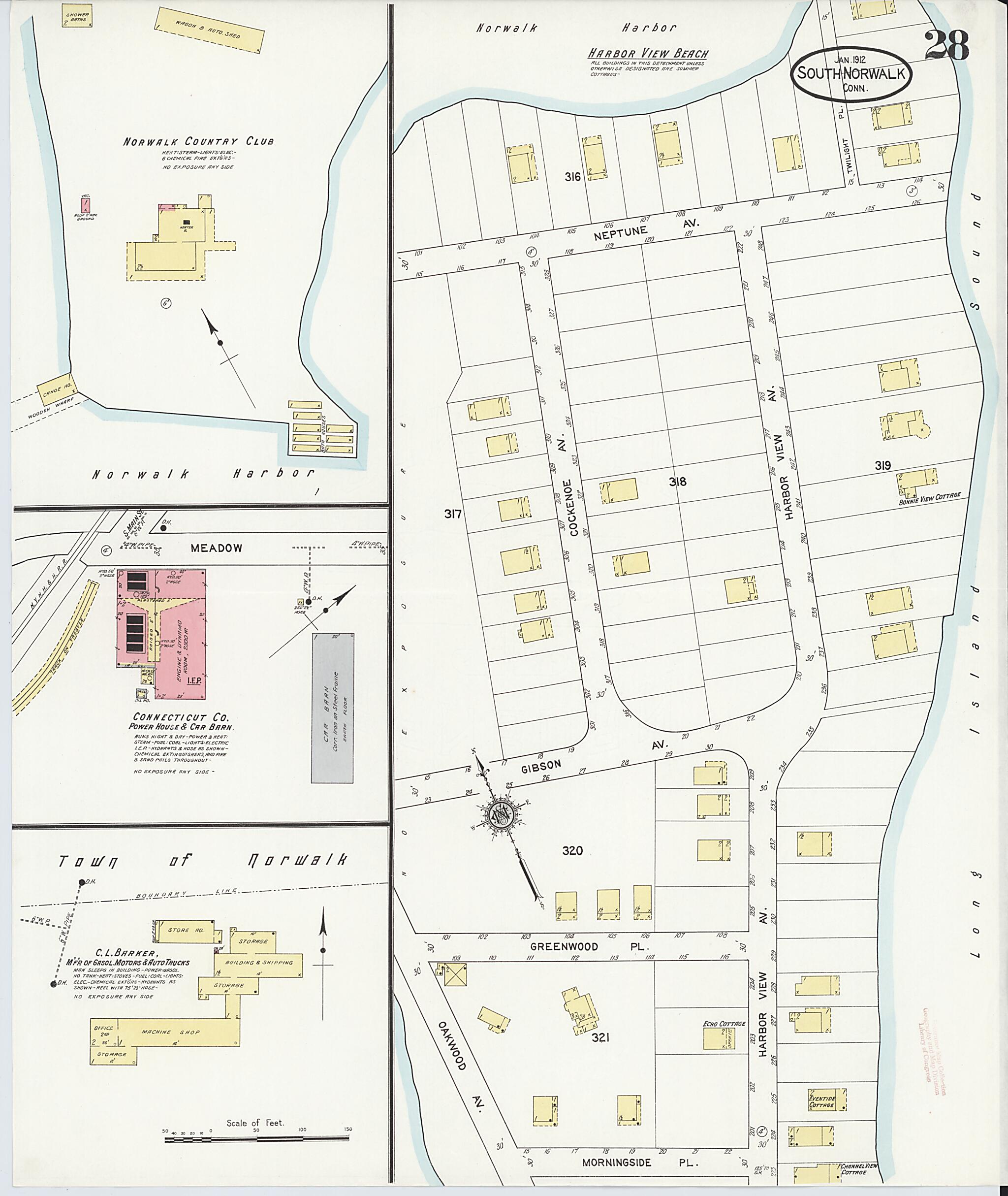 This old map of South Norwalk, Fairfield County, Connecticut was created by Sanborn Map Company in 1912