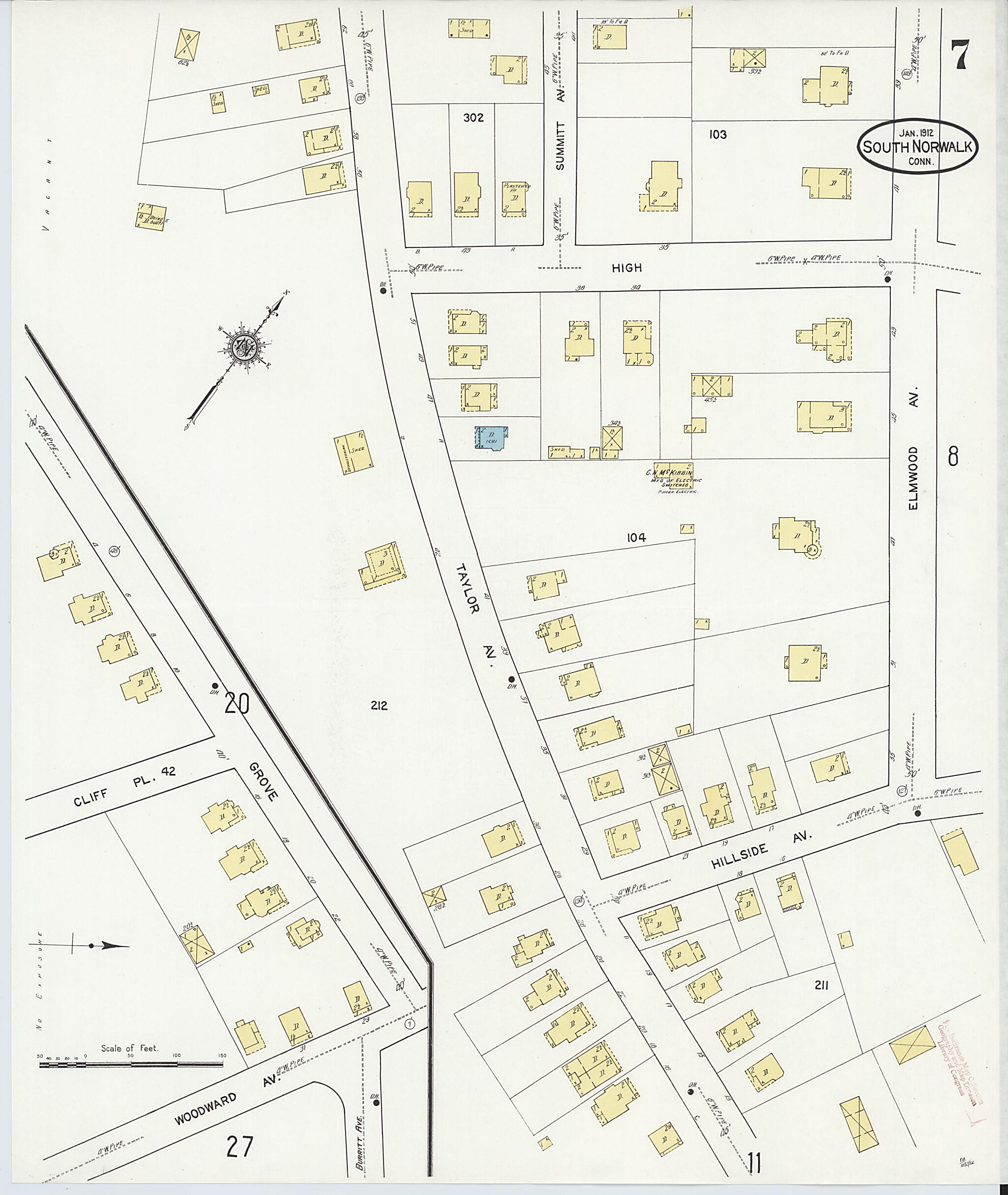 This old map of South Norwalk, Fairfield County, Connecticut was created by Sanborn Map Company in 1912