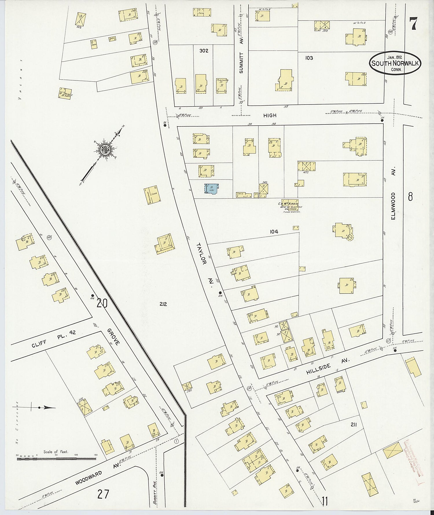 This old map of South Norwalk, Fairfield County, Connecticut was created by Sanborn Map Company in 1912