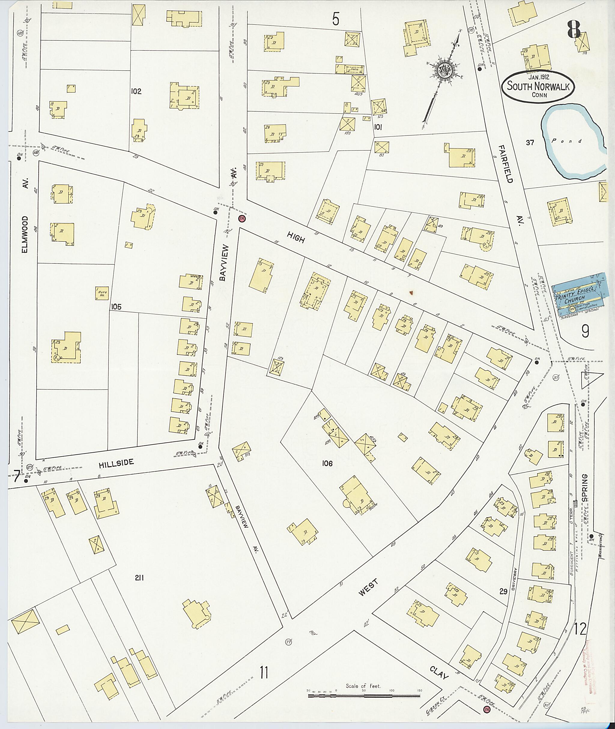 This old map of South Norwalk, Fairfield County, Connecticut was created by Sanborn Map Company in 1912
