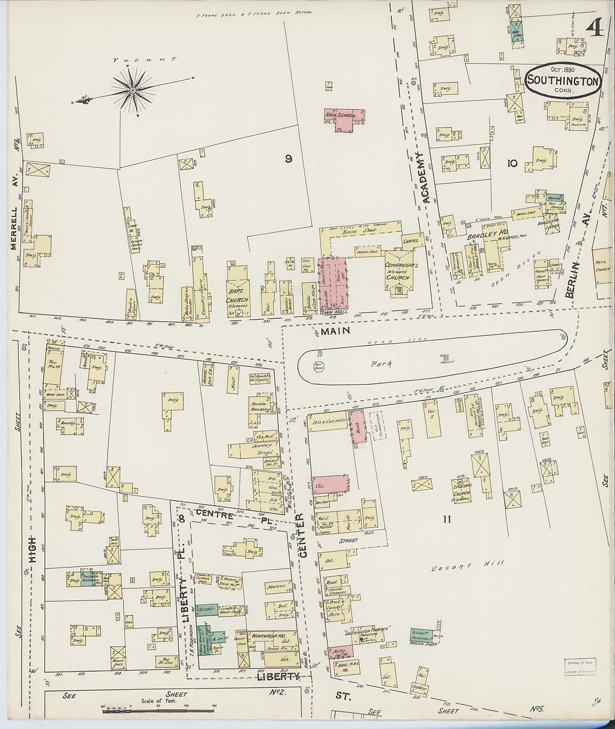 Southington, Hartford County, Connecticut 1890 (Sheet 4 of 9) by Relic Map Company