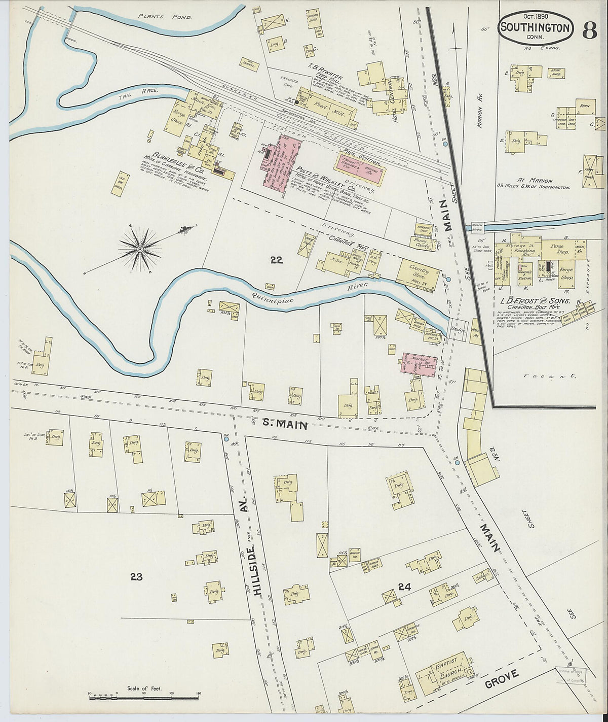 Southington, Hartford County, Connecticut 1890 (Sheet 8 of 9) by Relic Map Company