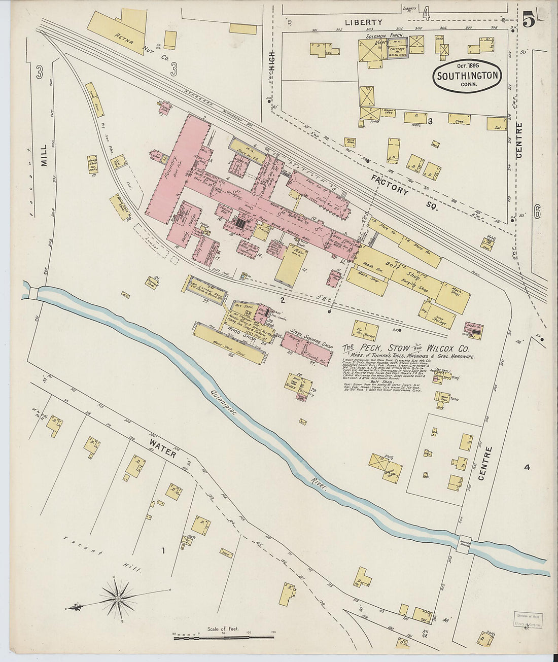 This old map of Southington, Hartford County, Connecticut was created by Sanborn Map Company in 1895