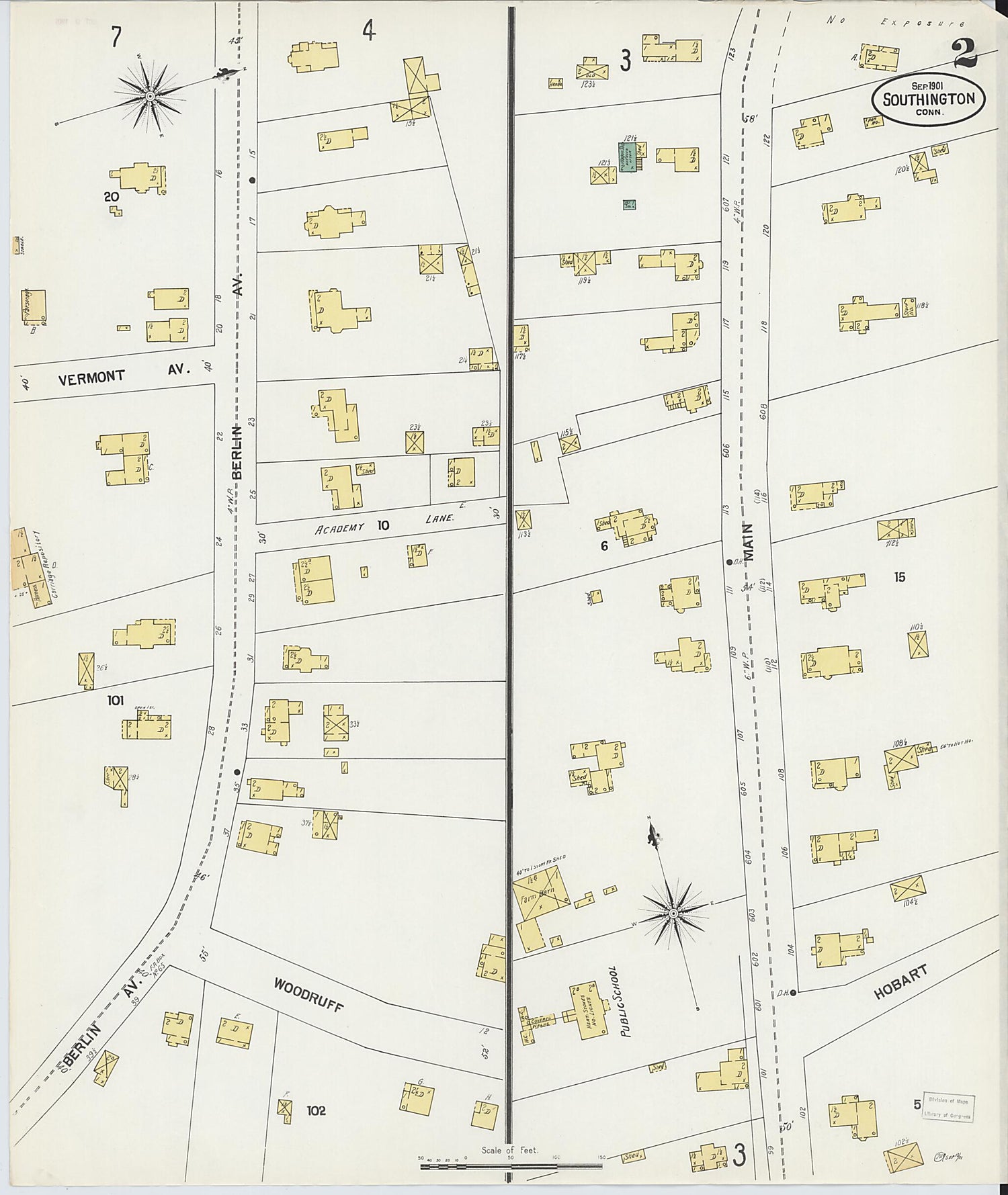 This old map of Southington, Hartford County, Connecticut was created by Sanborn Map Company in 1901
