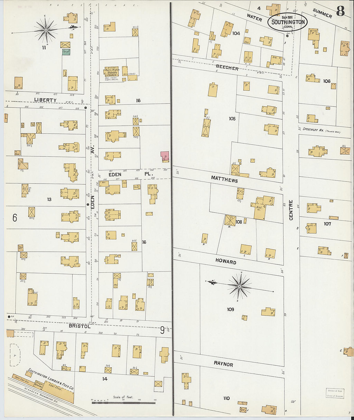 Southington, Hartford County, Connecticut 1901 (Sheet 8) by Relic Map Company