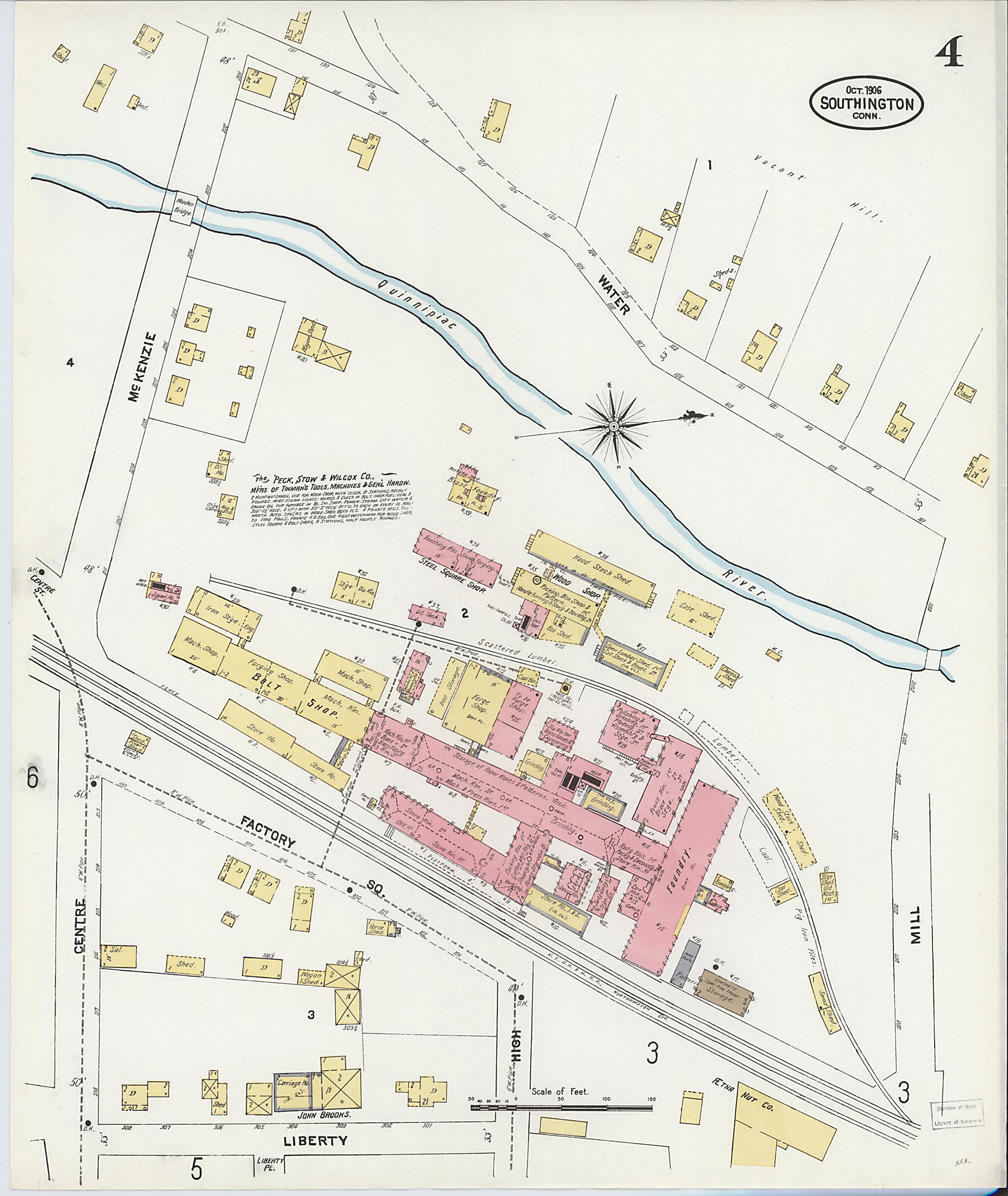 This old map of Southington, Hartford County, Connecticut was created by Sanborn Map Company in 1906