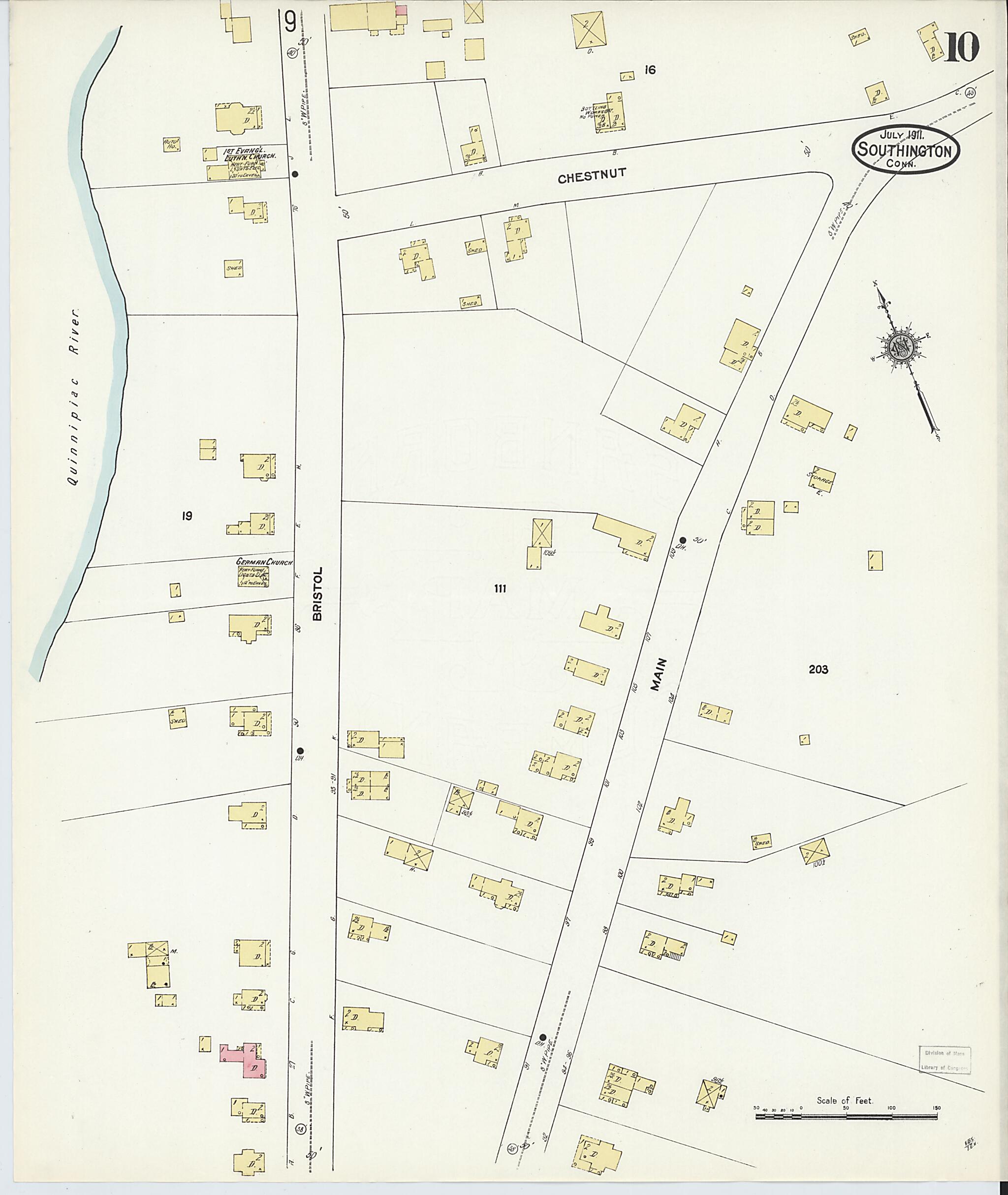 This old map of Southington, Hartford County, Connecticut was created by Sanborn Map Company in 1911