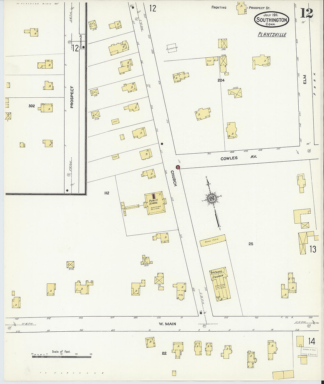 This old map of Southington, Hartford County, Connecticut was created by Sanborn Map Company in 1911