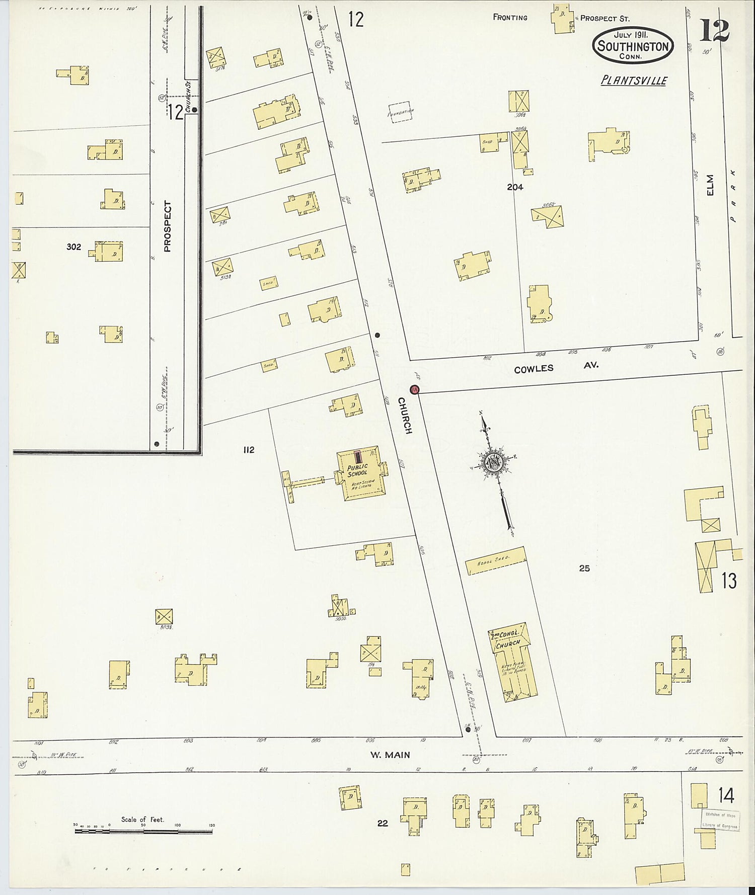 This old map of Southington, Hartford County, Connecticut was created by Sanborn Map Company in 1911