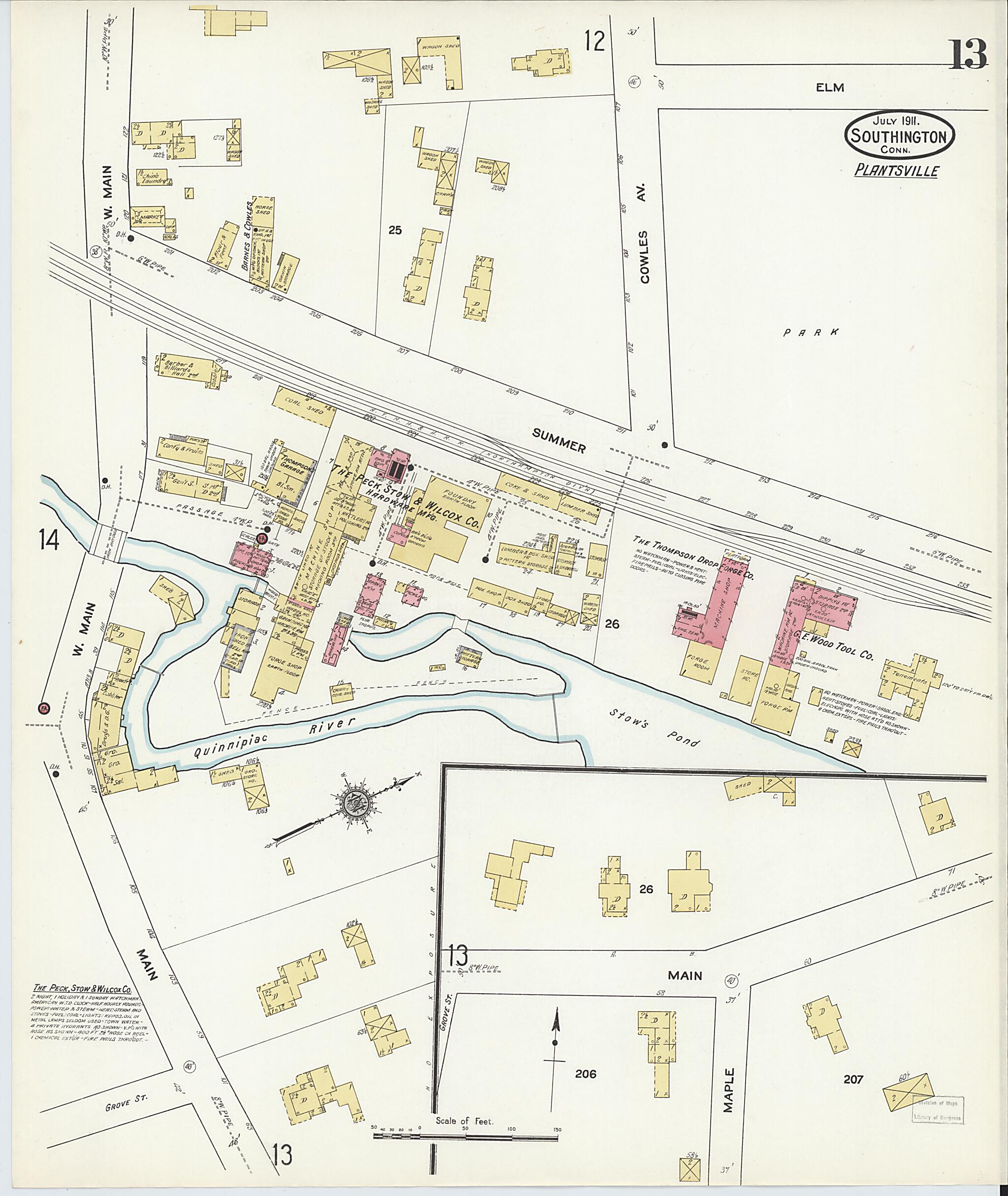 This old map of Southington, Hartford County, Connecticut was created by Sanborn Map Company in 1911