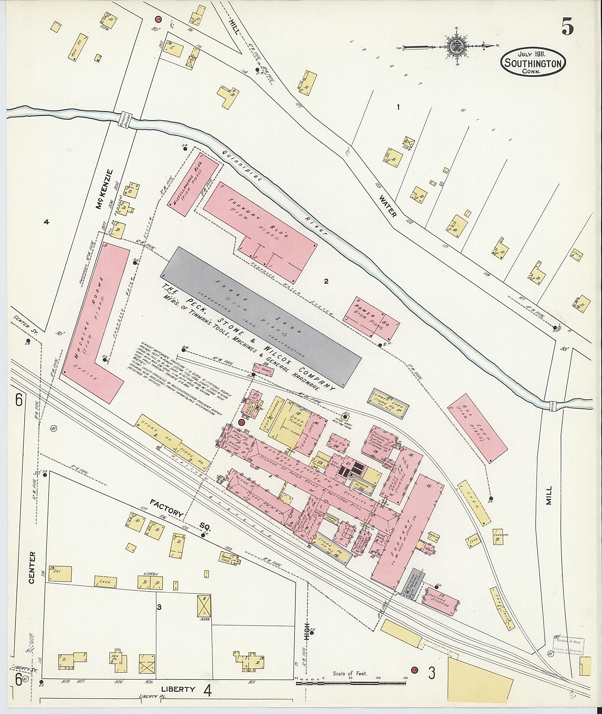 This old map of Southington, Hartford County, Connecticut was created by Sanborn Map Company in 1911