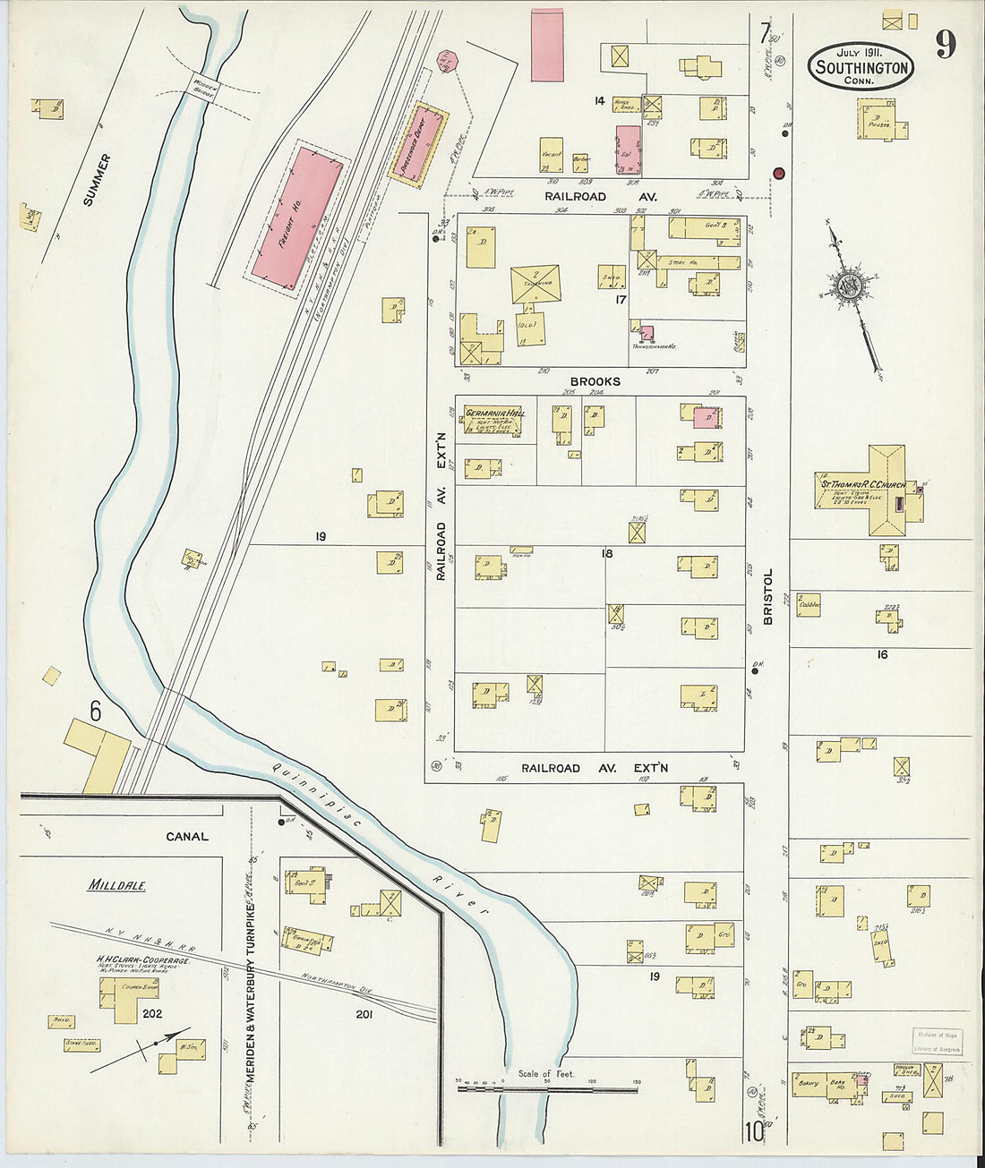 This old map of Southington, Hartford County, Connecticut was created by Sanborn Map Company in 1911