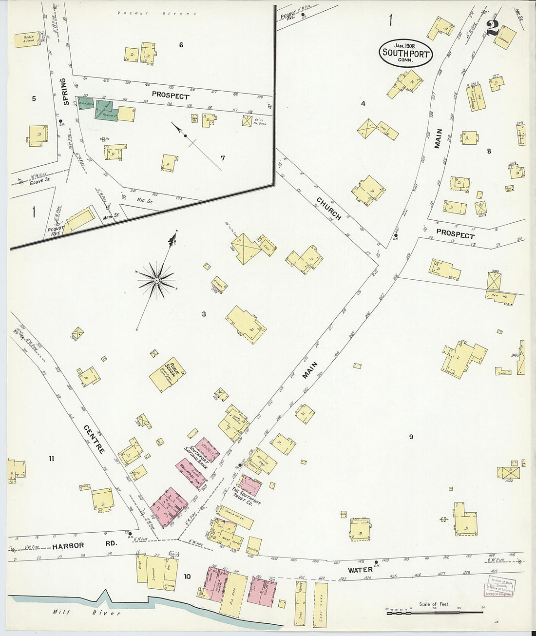 This old map of Southport, Fairfield County, Connecticut was created by Sanborn Map Company in 1908