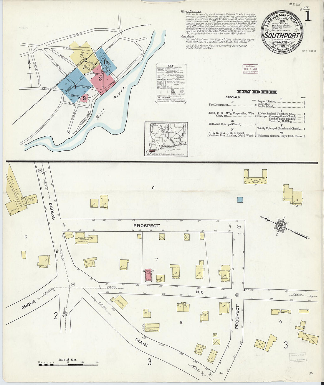 This old map of Southport, Fairfield County, Connecticut was created by Sanborn Map Company in 1913