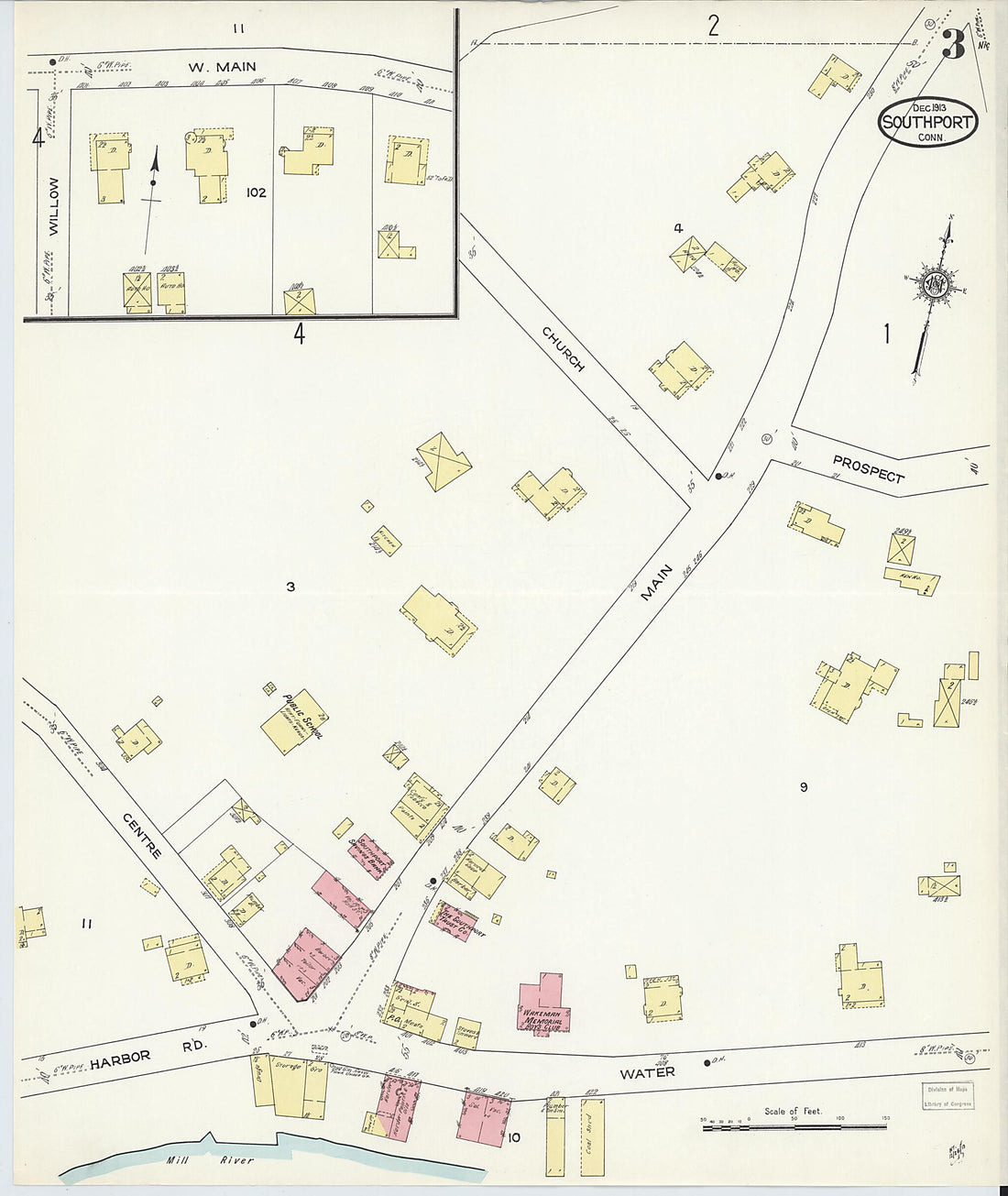 This old map of Southport, Fairfield County, Connecticut was created by Sanborn Map Company in 1913