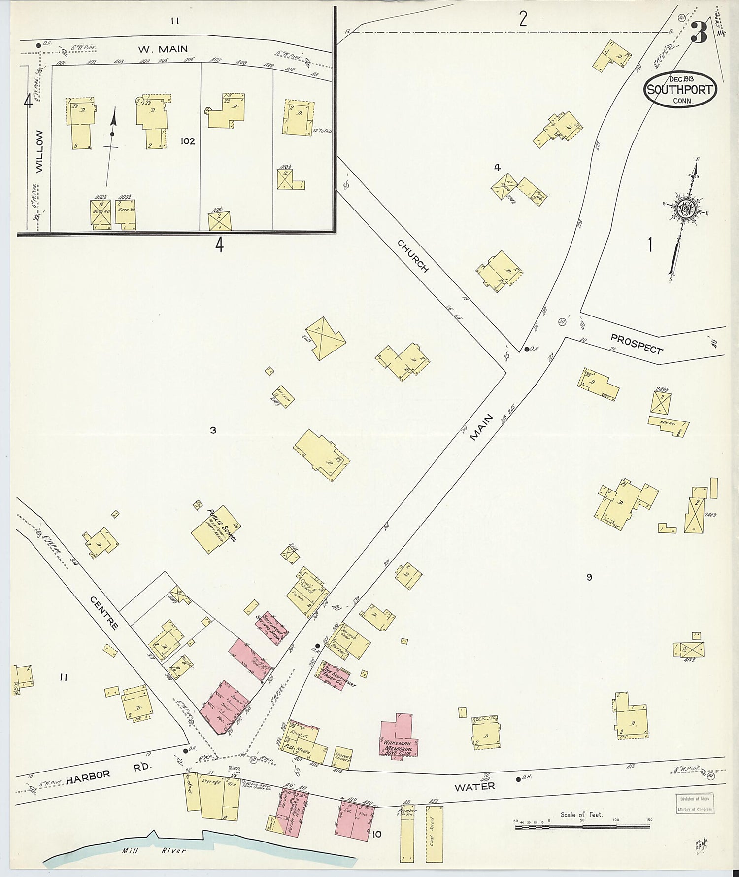 This old map of Southport, Fairfield County, Connecticut was created by Sanborn Map Company in 1913