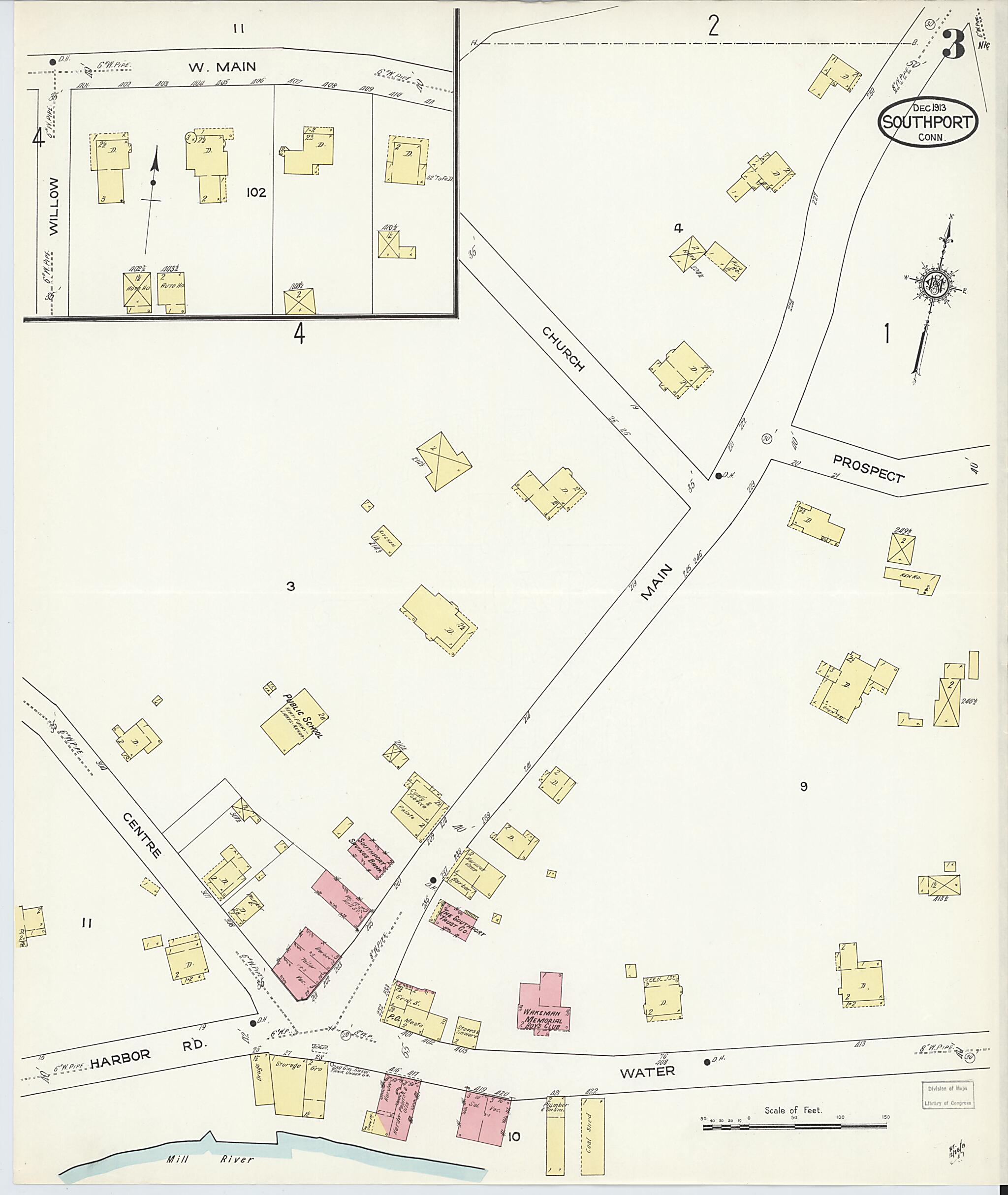 This old map of Southport, Fairfield County, Connecticut was created by Sanborn Map Company in 1913