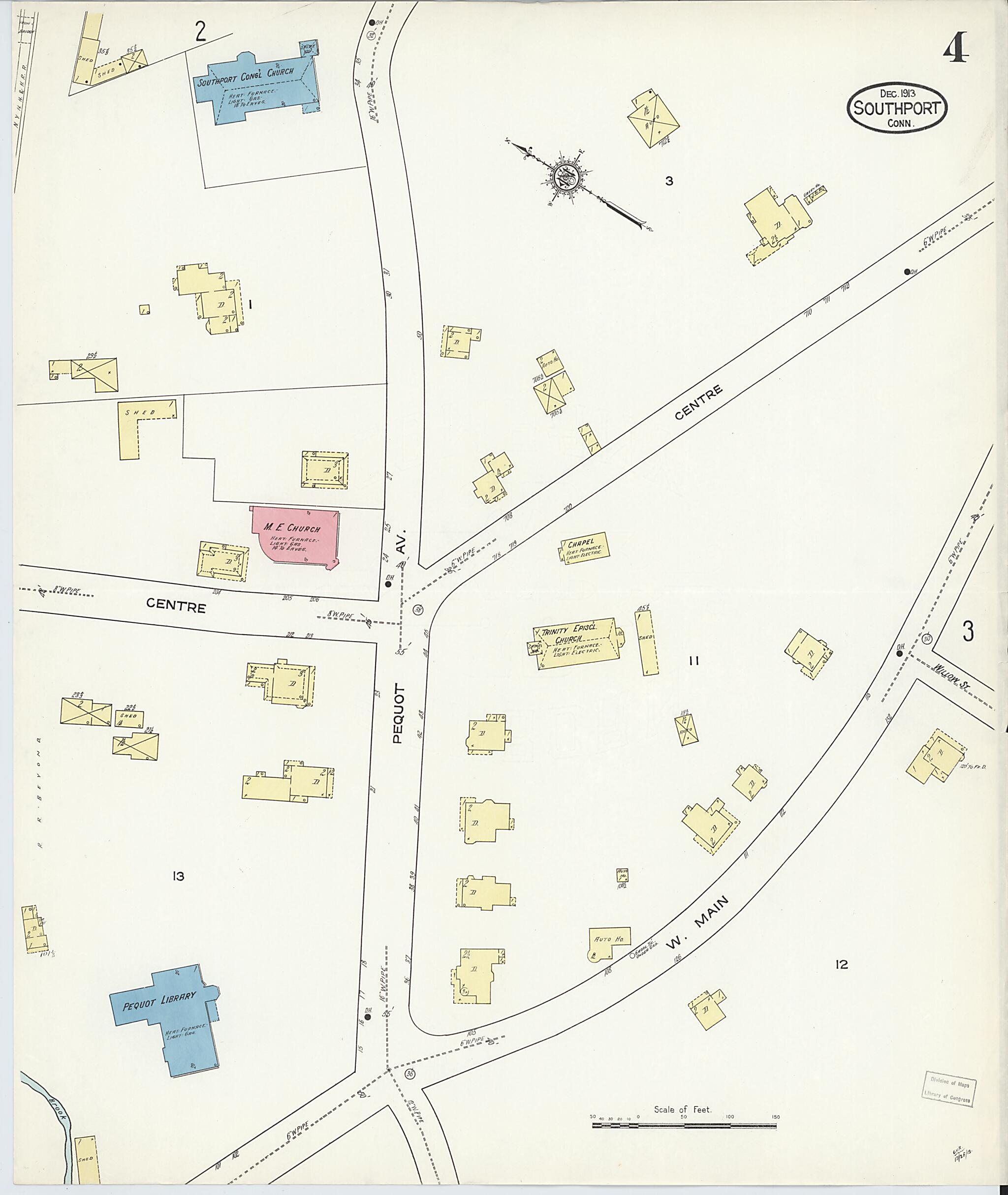 This old map of Southport, Fairfield County, Connecticut was created by Sanborn Map Company in 1913