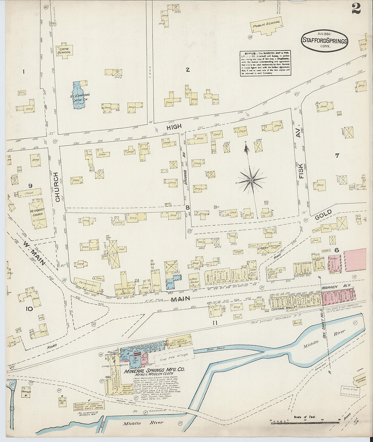 Stafford Springs, Tolland County, Connecticut 1884 (Sheet 2 of 4) by Relic Map Company