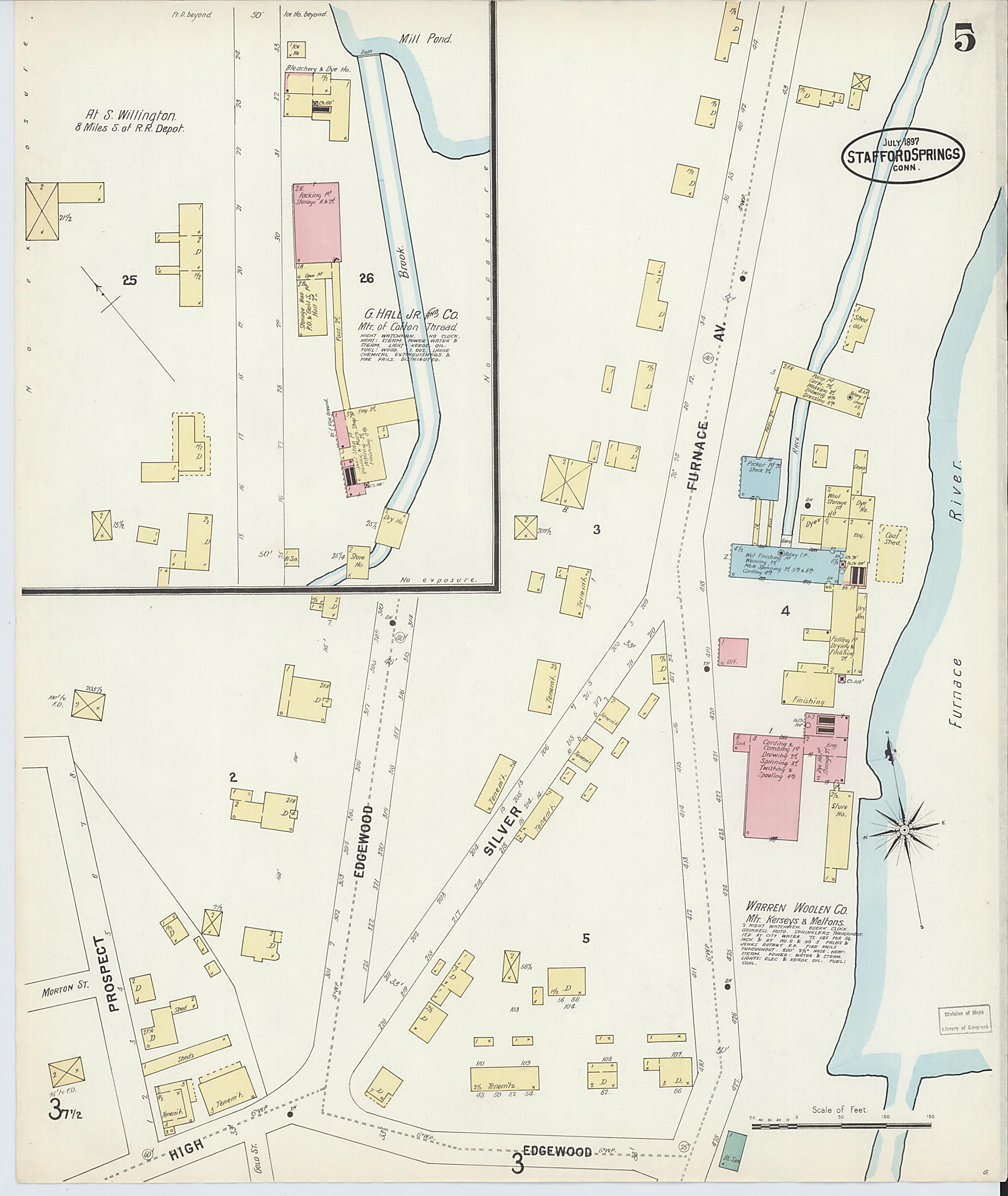 This old map of Stafford Springs, Tolland County, Connecticut was created by Sanborn Map Company in 1897