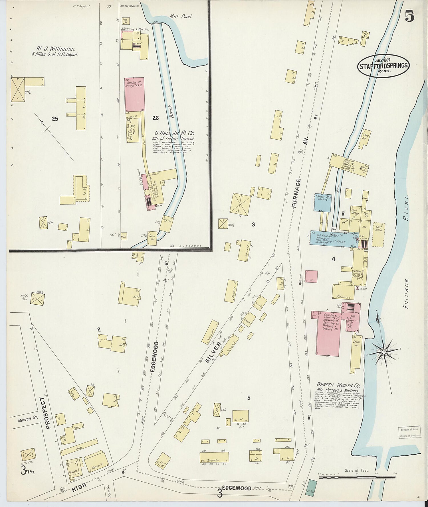 This old map of Stafford Springs, Tolland County, Connecticut was created by Sanborn Map Company in 1897