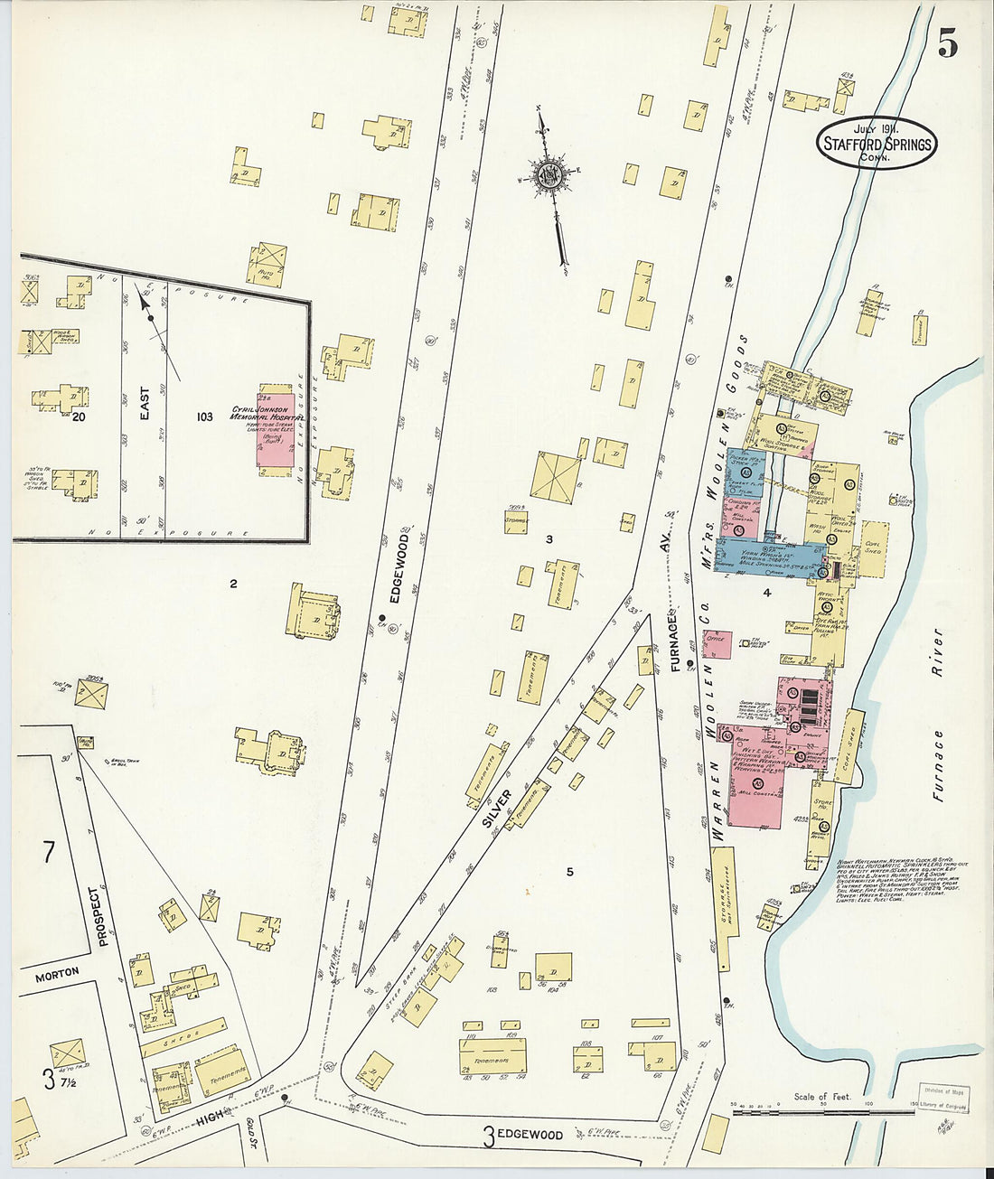 This old map of Stafford Springs, Tolland County, Connecticut was created by Sanborn Map Company in 1911