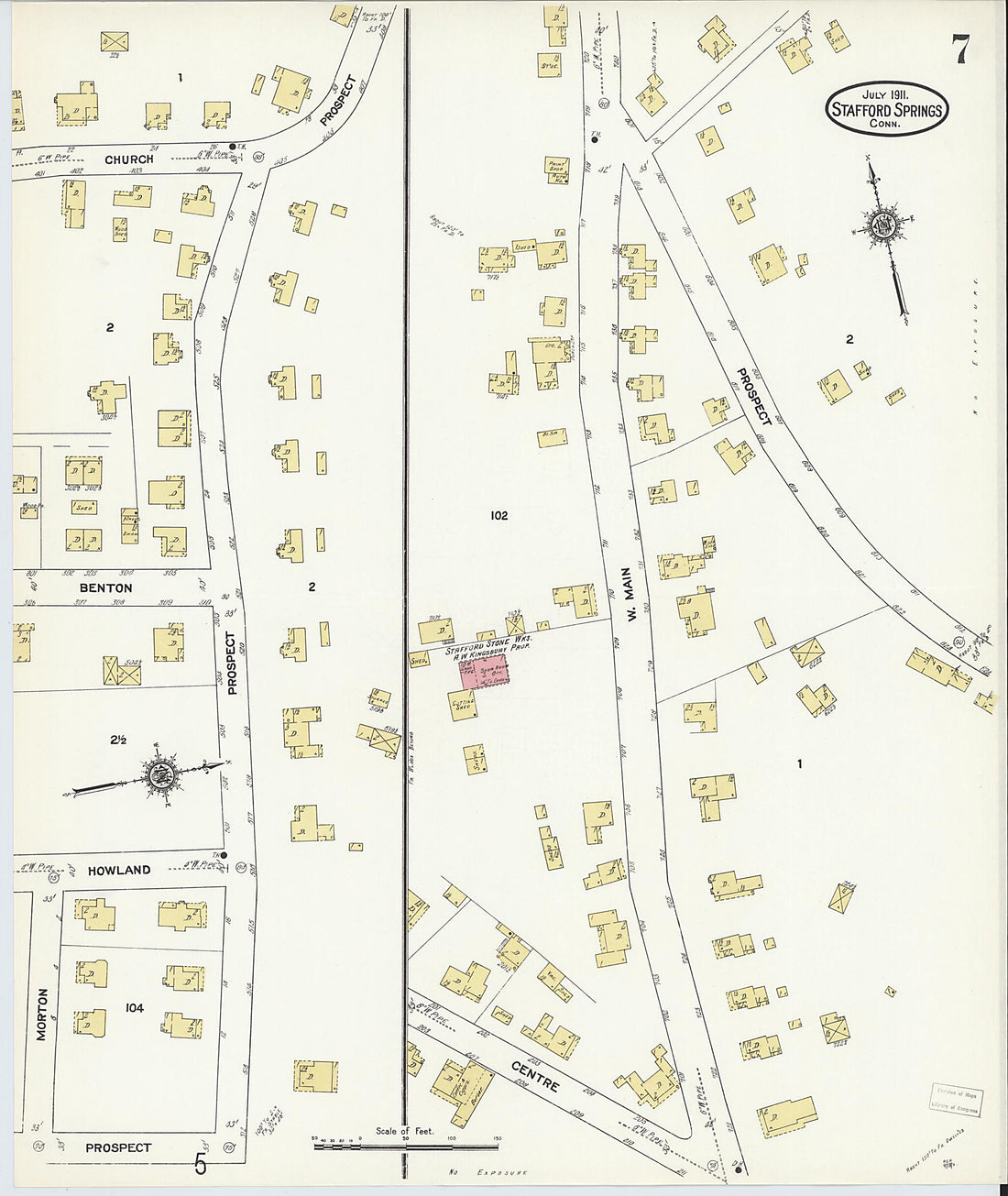 This old map of Stafford Springs, Tolland County, Connecticut was created by Sanborn Map Company in 1911