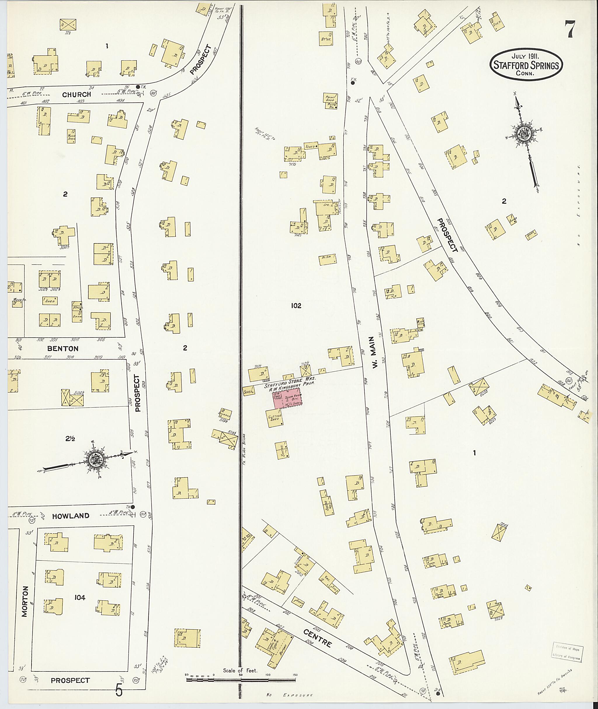 This old map of Stafford Springs, Tolland County, Connecticut was created by Sanborn Map Company in 1911