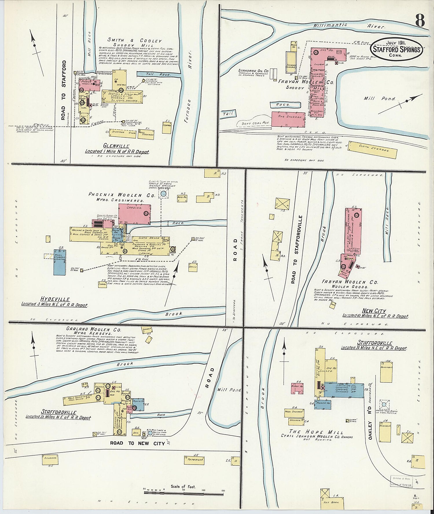 This old map of Stafford Springs, Tolland County, Connecticut was created by Sanborn Map Company in 1911