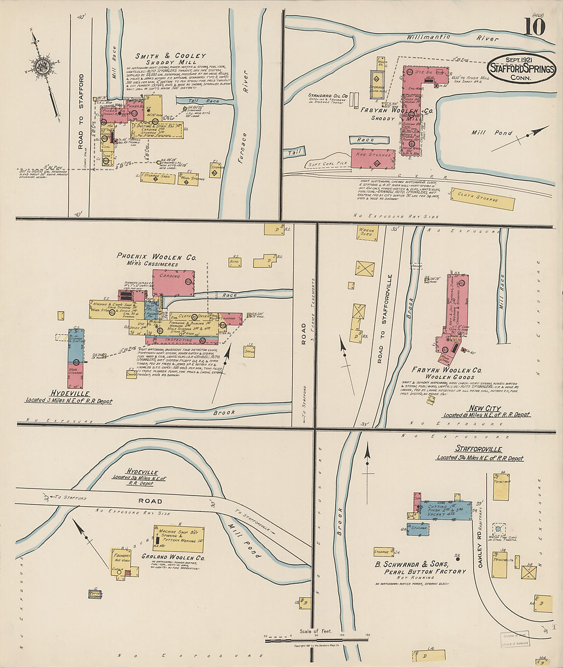 This old map of Stafford Springs, Tolland County, Connecticut was created by Sanborn Map Company in 1921