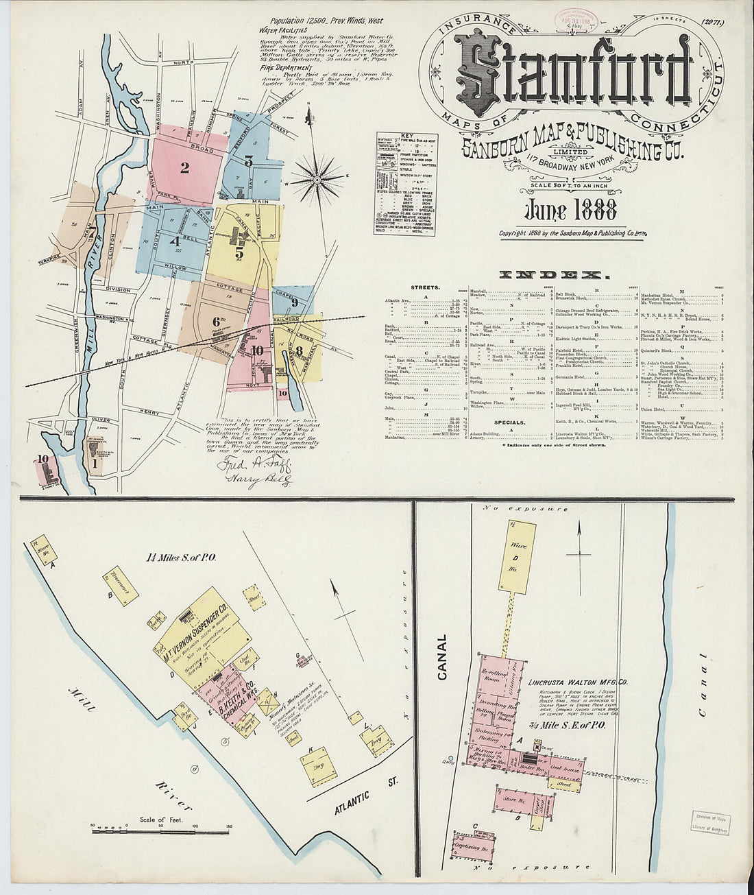 This old map of Stamford, Fairfield County, Connecticut was created by Sanborn Map Company in 1888