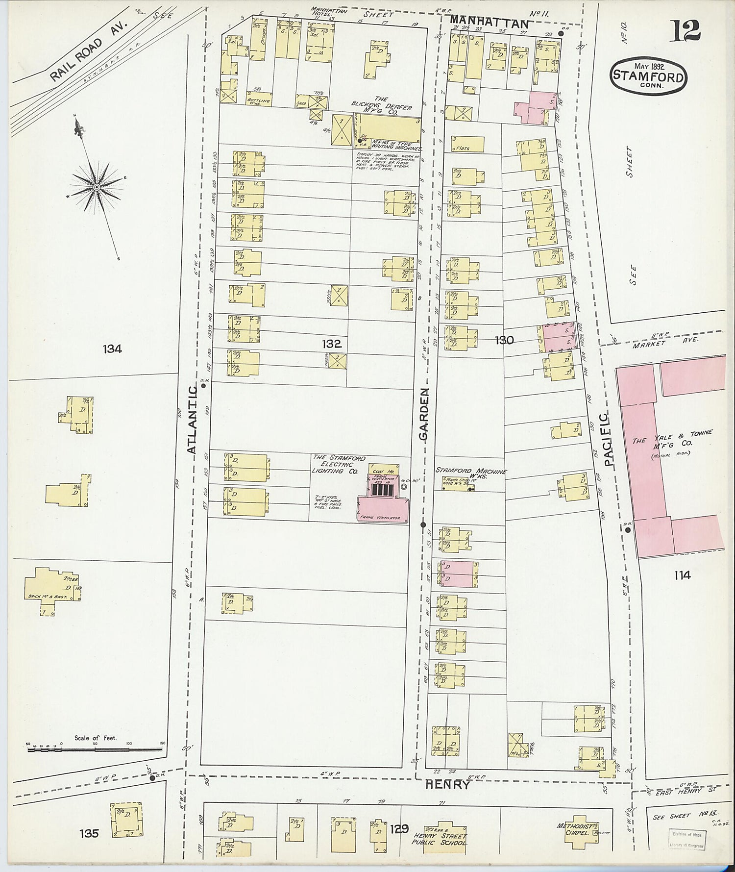 This old map of Stamford, Fairfield County, Connecticut was created by Sanborn Map Company in 1892
