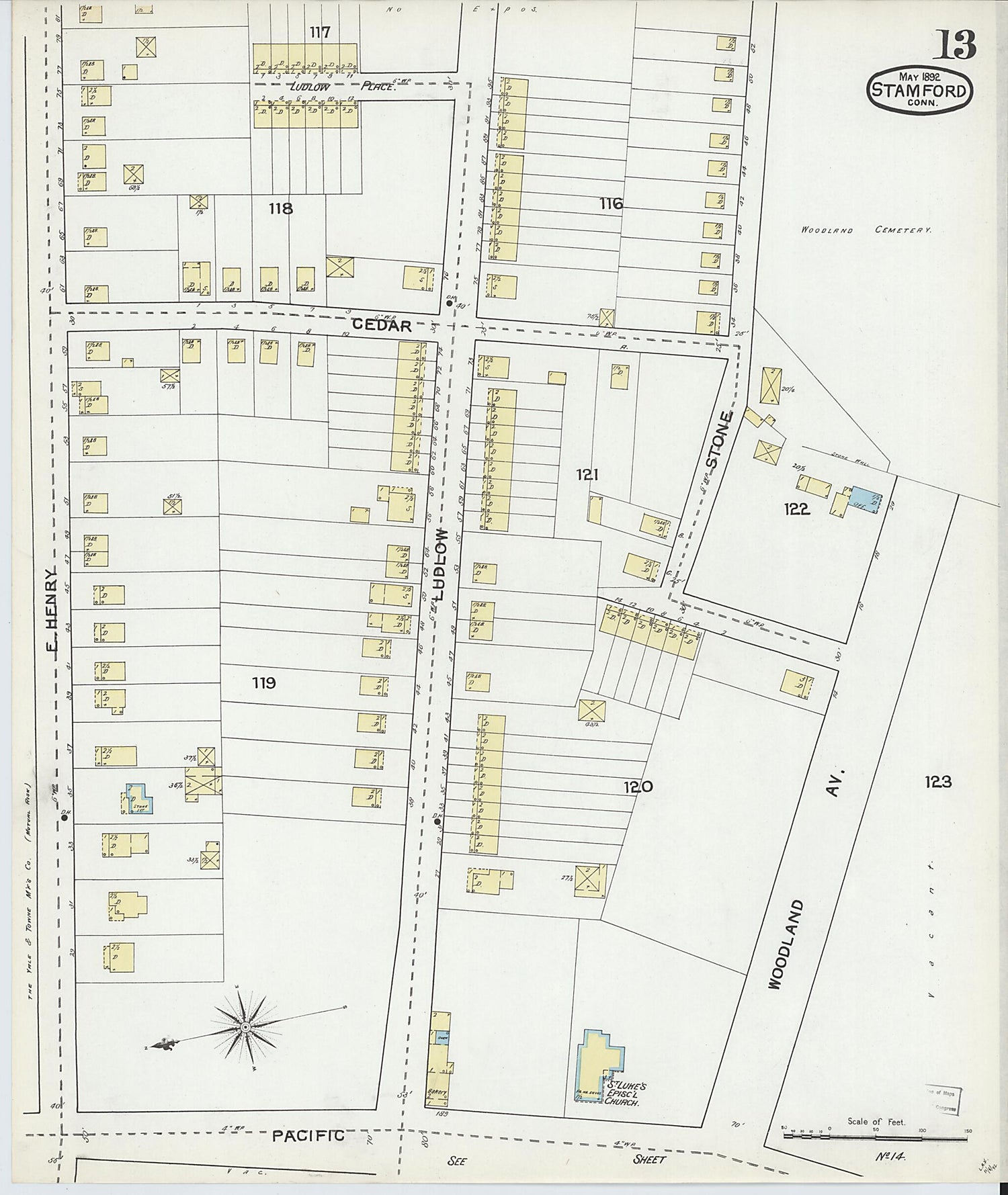 This old map of Stamford, Fairfield County, Connecticut was created by Sanborn Map Company in 1892