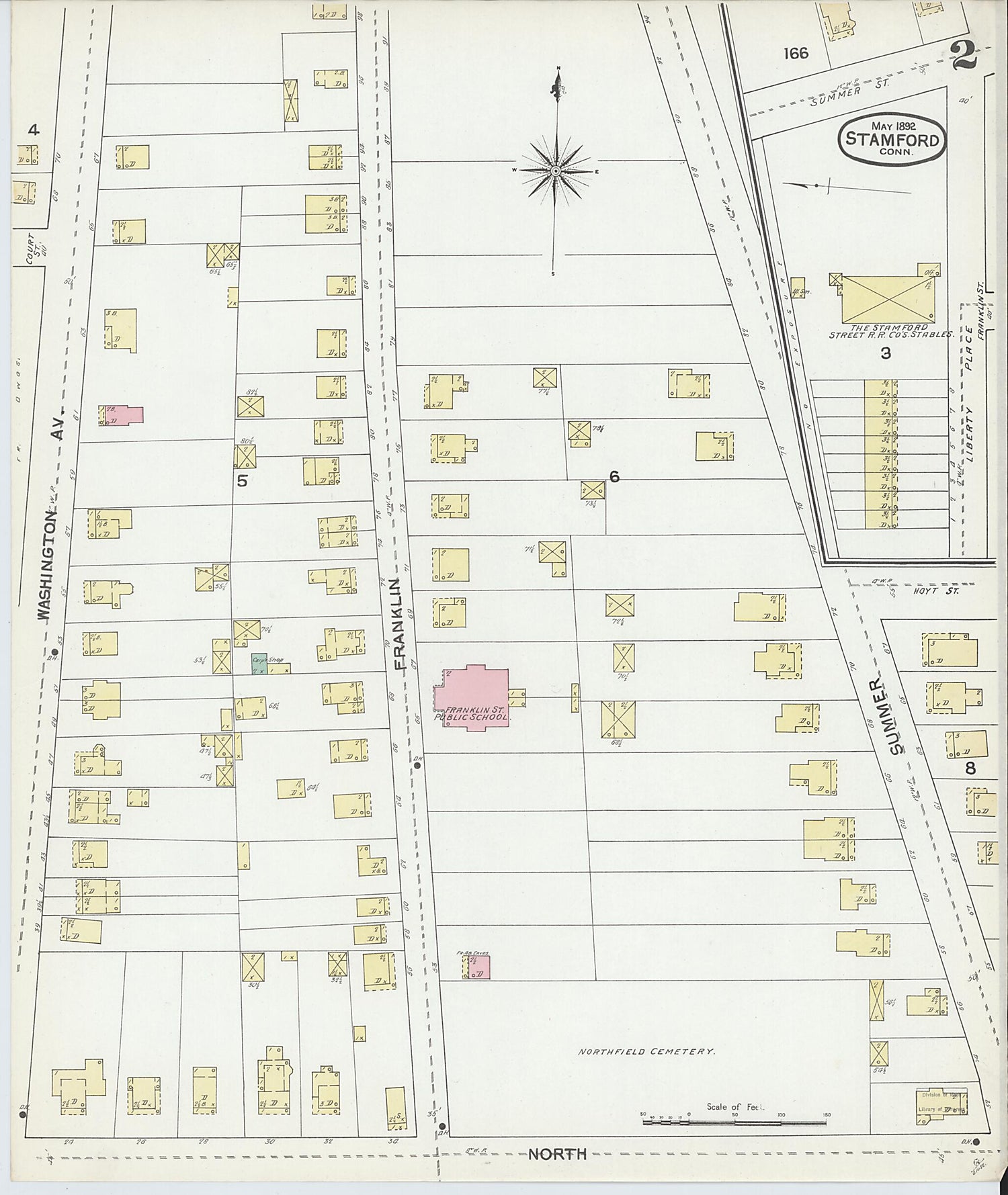 This old map of Stamford, Fairfield County, Connecticut was created by Sanborn Map Company in 1892