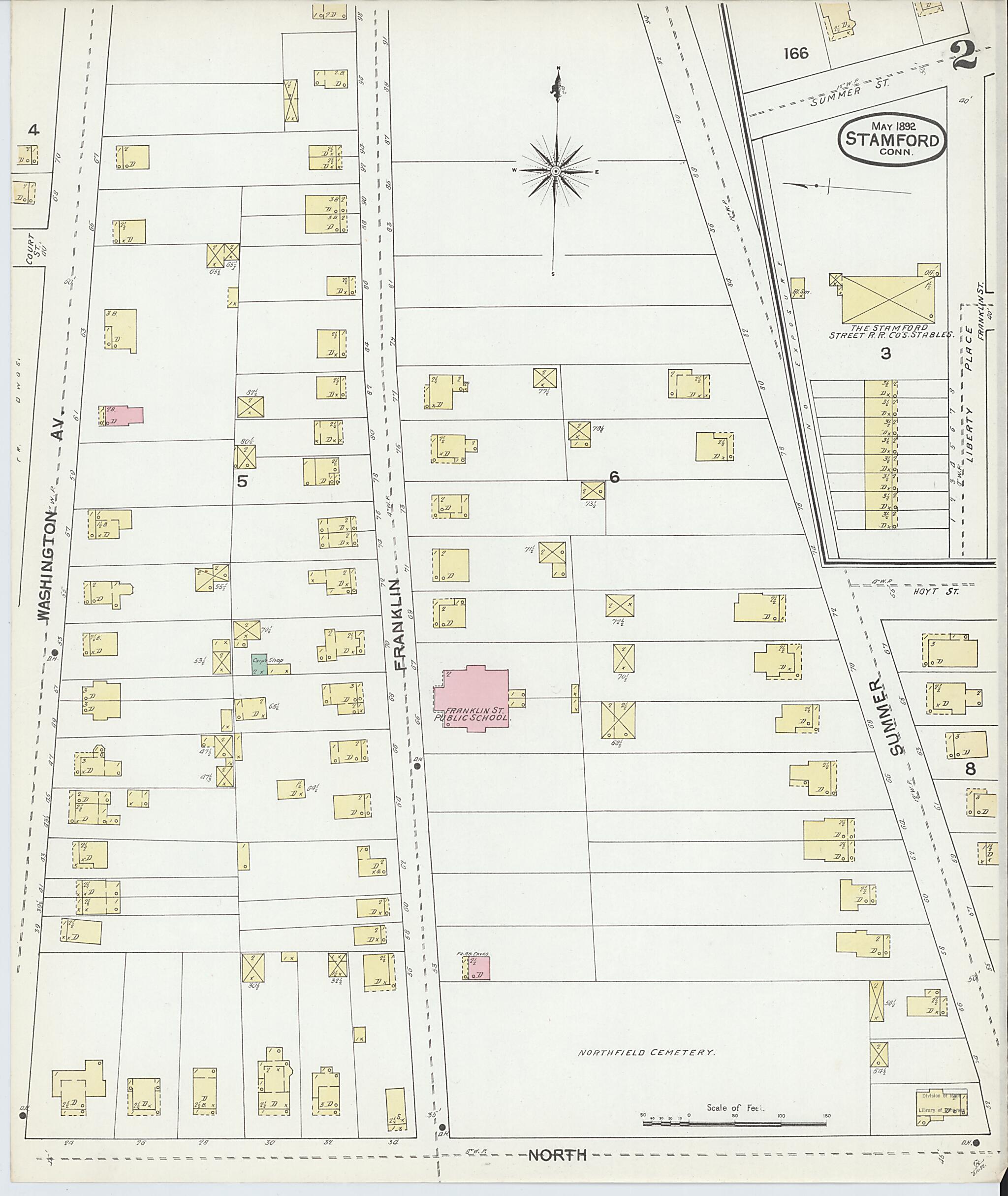 This old map of Stamford, Fairfield County, Connecticut was created by Sanborn Map Company in 1892