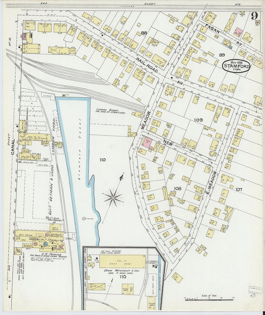 This old map of Stamford, Fairfield County, Connecticut was created by Sanborn Map Company in 1892