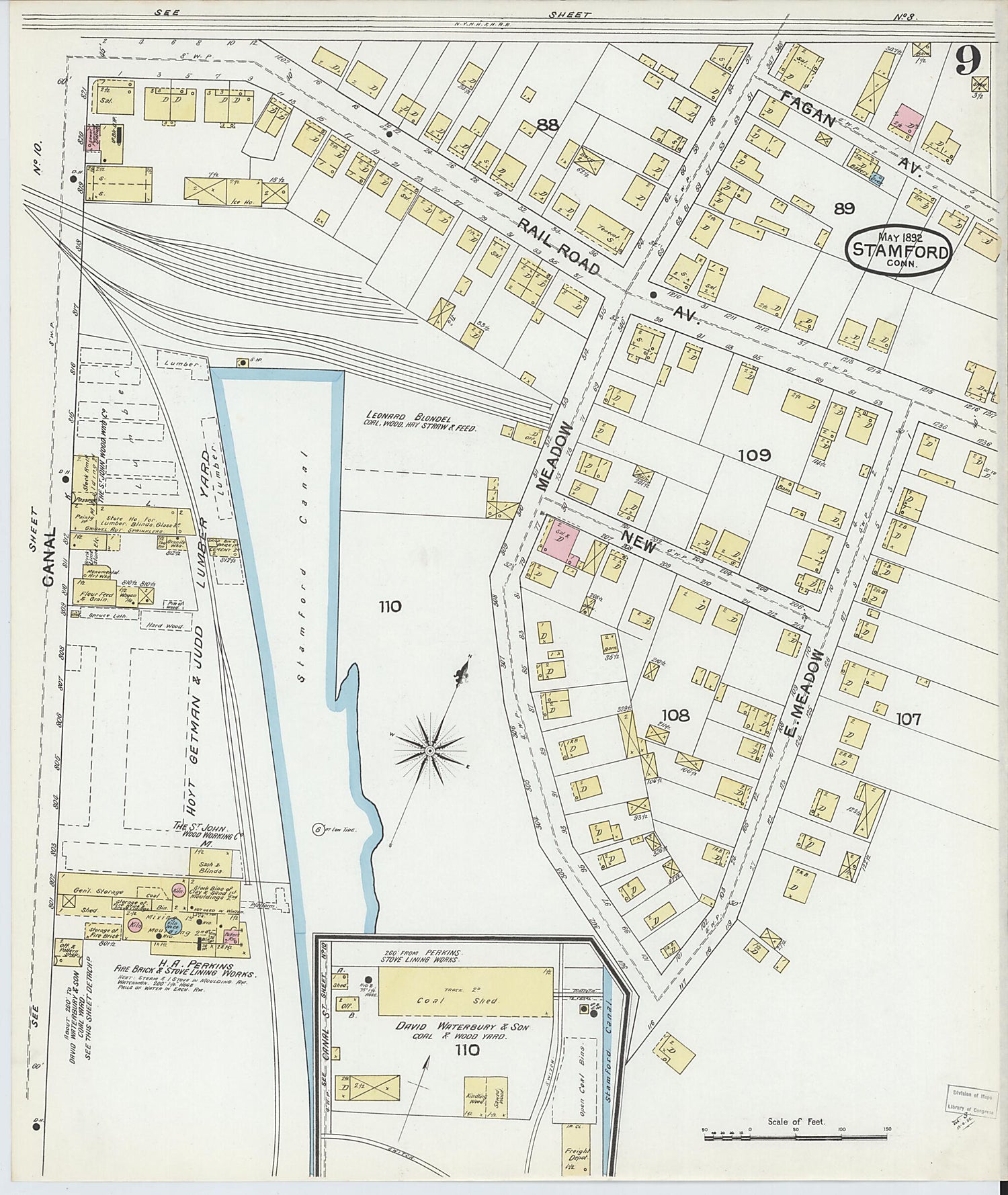 This old map of Stamford, Fairfield County, Connecticut was created by Sanborn Map Company in 1892