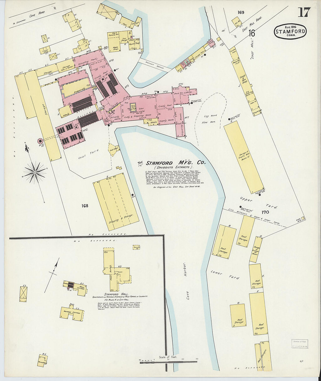 This old map of Stamford, Fairfield County, Connecticut was created by Sanborn Map Company in 1896