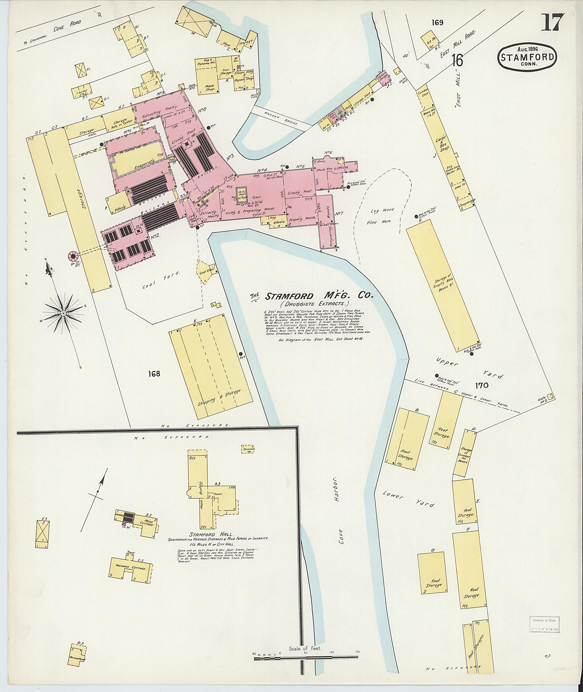 This old map of Stamford, Fairfield County, Connecticut was created by Sanborn Map Company in 1896